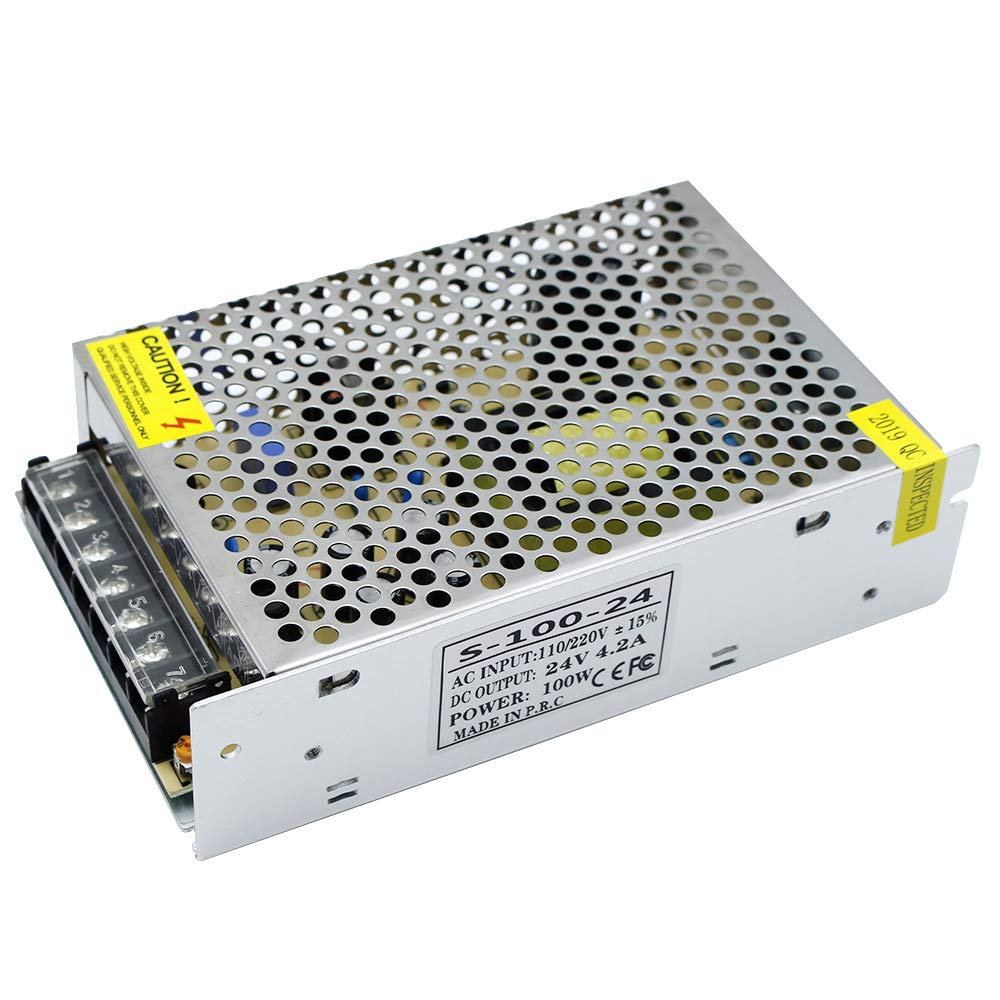 inShareplus 24V 4.16A 100W, DC Universal Regulated Switching Power Supply, 110/220V AC to DC 24 Volt LED Driver, Converter, Transformer for LED Strip Light, CCTV, Computer Project, 3D Printer