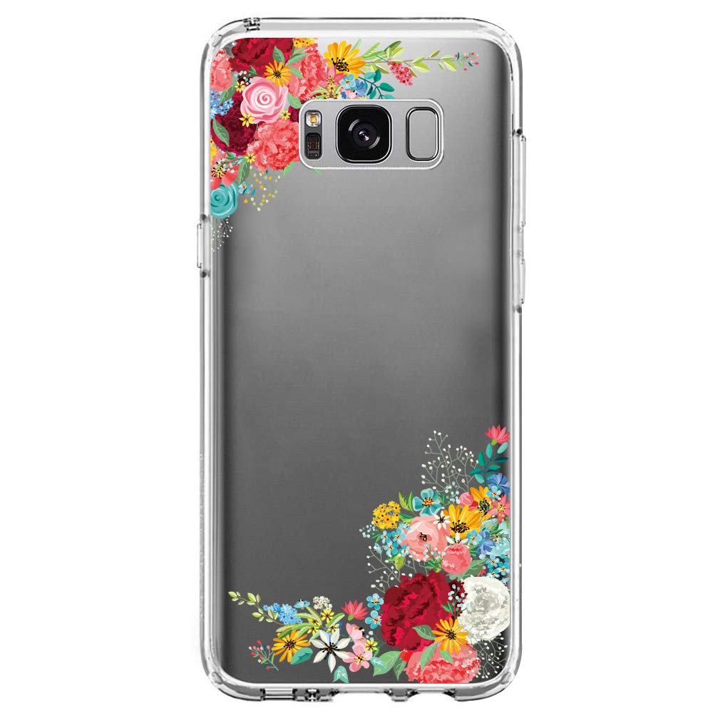 Samsung Galaxy S8 Case,Flyeri Crystal Summer Color Fashion Flower Animal Transparent Clear Soft Silicone TPU Ultra Thin Phone Cover Back Cases for Samsung Galaxy S8 Case-1