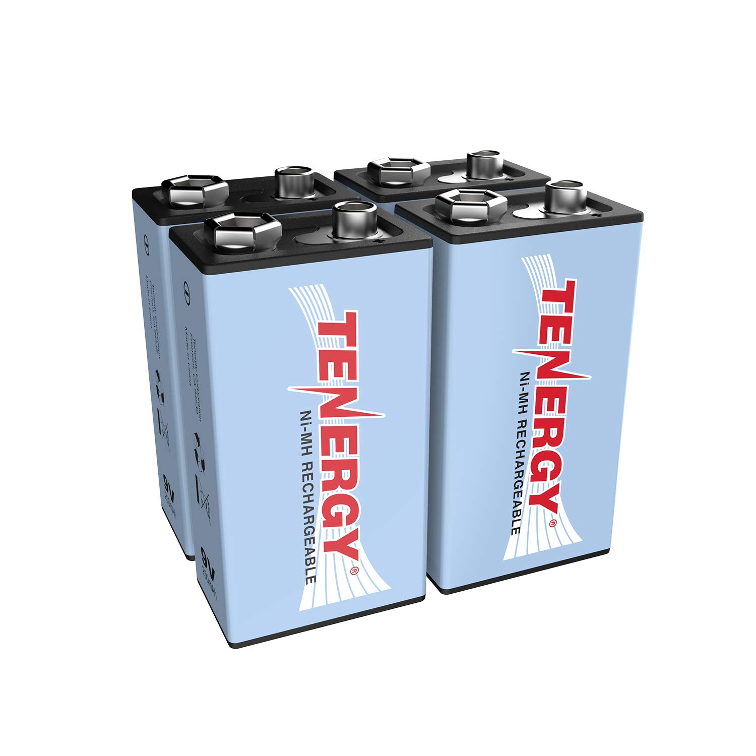 Tenergy TenergyÃ‚ 9V NiMH Battery, High Capacity 250mAhÃ‚ Rechargeable 9 Volt Batteries for Smoke Detector/Alarms, TENS Unit, Metal Detector, and More (4 Pack)