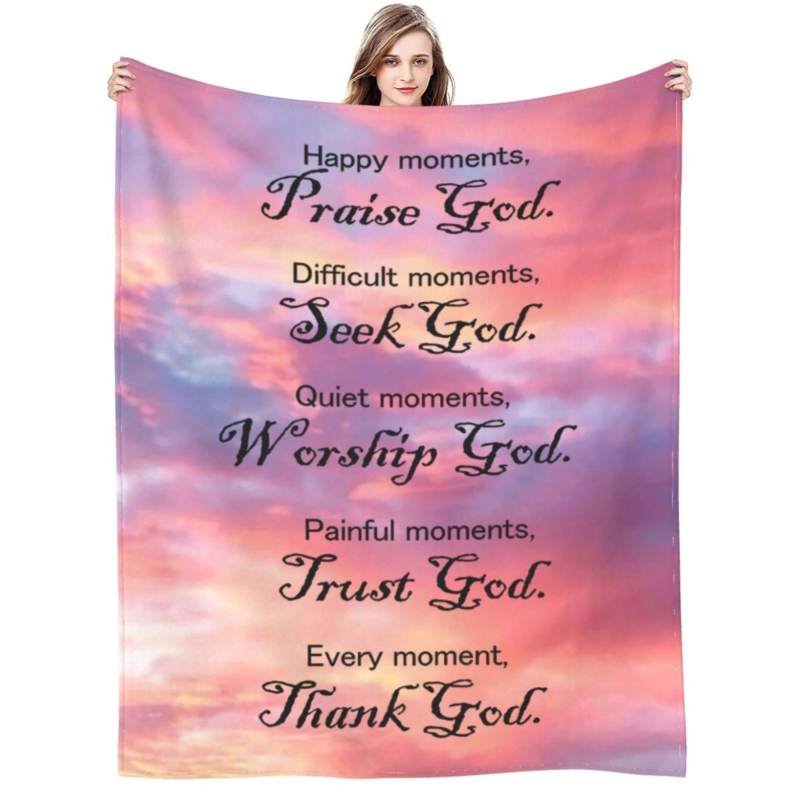 Menghao Bible Blanket Christian Gifts for Women, Religious Blanket with Inspirational Verse Thoughts and Prayers-Scripture Blanket Catholic Gifts Birthday Gifts Spiritual Gifts for Women 60"X 80"