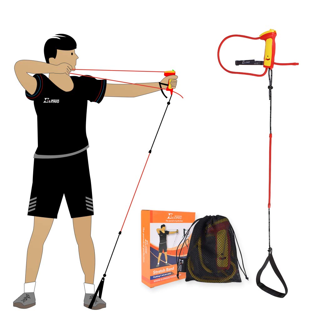 Elong Archery Bow Trainer Draw Training Aid Device Strength Stretch Band Exerciser for Recurve Bow Compound Shooting Kids Adults Beginner Experts