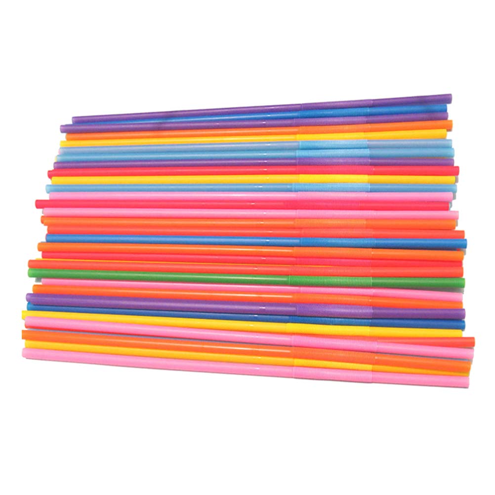 Hemoton250 Pcs Plastic Color Modeling Straws Bending Lengthening Disposable Safety Decorative Drinking Party Supplies - 50Pcs/Pack (Colorful)