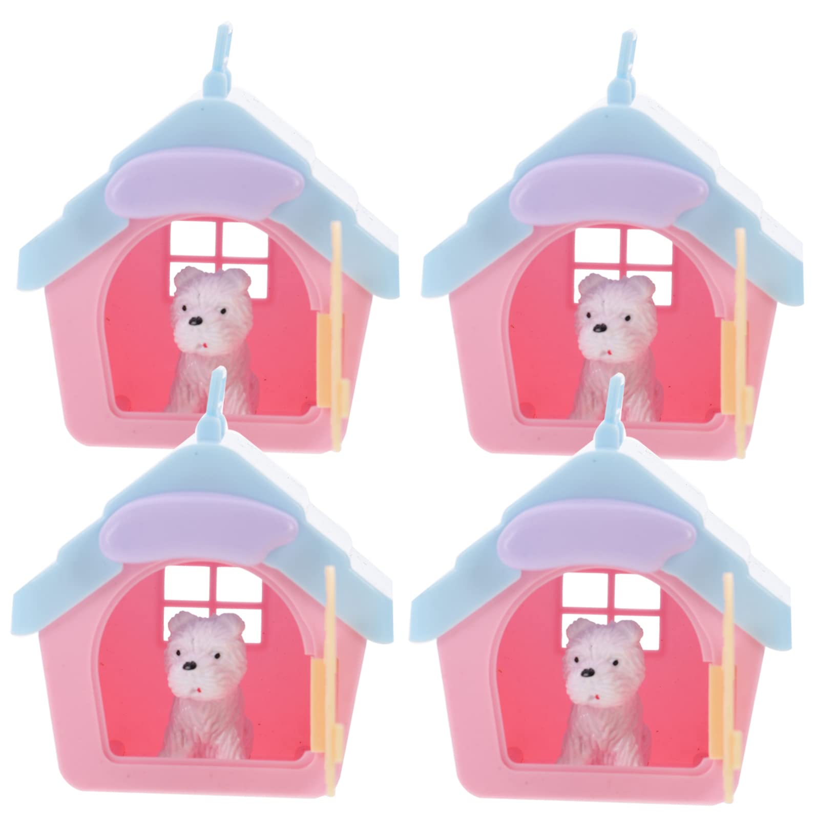 POPETPOP 4 Sets Pet Kennel Puppy Toys for Kids Present Pets Toys Miniature Toys Kid Pretend Toys Plastic Puppy Figures Kids Pretend Play Toys Imitation Mini Pet House Toddler Pretend Toy