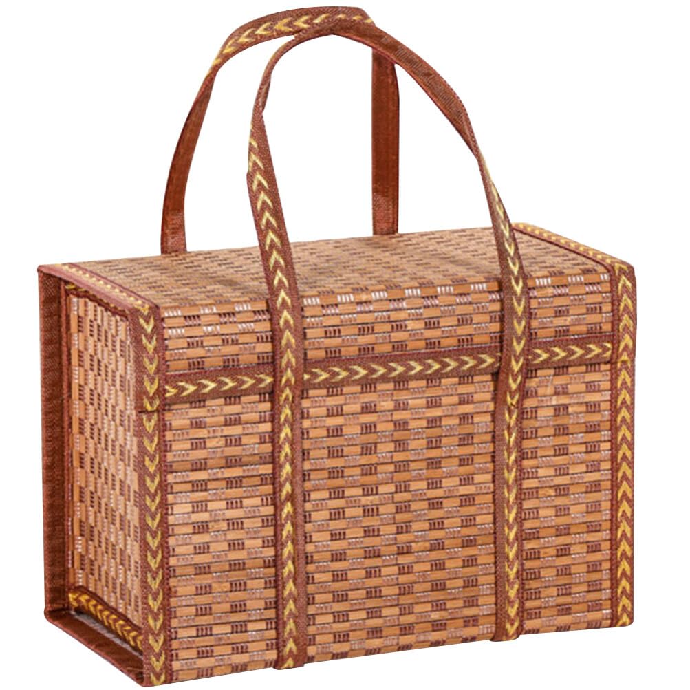 HemotonWoven Market Basket Egg Collecting Basket Rustic Farmhouse Storage Basket Container with Lid Handle for Eggs Fruits Veggies Snacks Bread Food