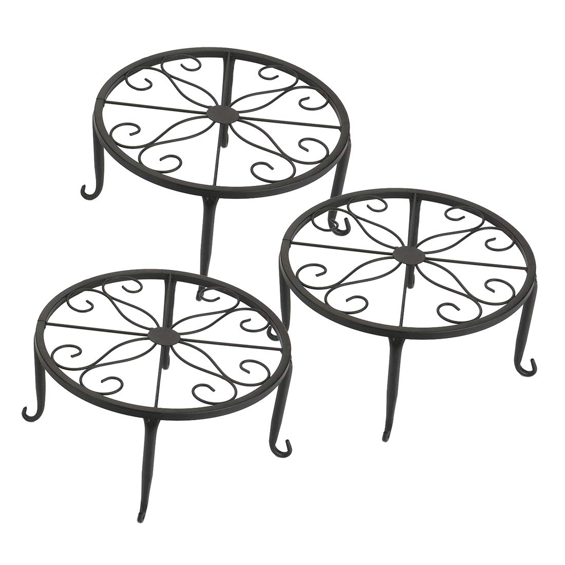 Tosnail 4 Pack Metal Plant Stand, Planter Support Rack, Plant Pot Stands, Planter Holder Heavy Duty, Rust Proof Iron Potted Plant Flower Pot Stand for Indoor Outdoor Garden Patio, Black, 9 Inch