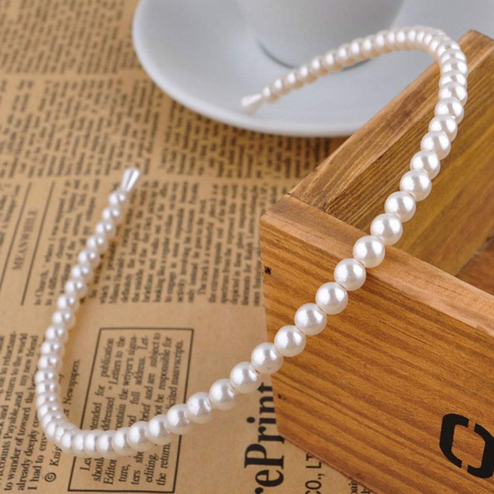 Aj Enterprises White Pearl Beads Decoration Hair Band for Kids, Girls and Women/Beautiful White Pearl Headband for Women (Pack of 1)