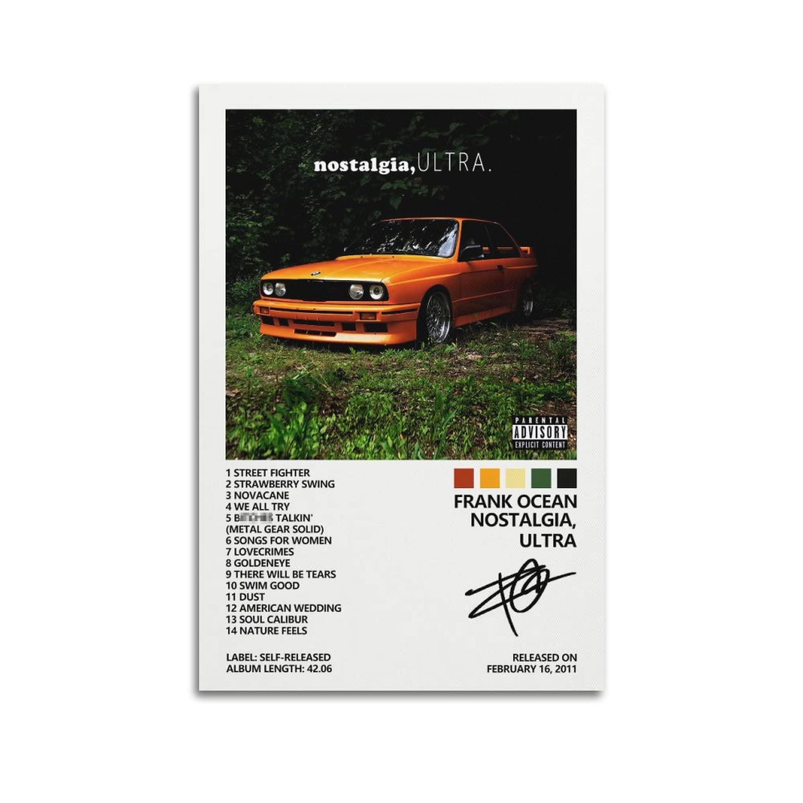 SUANEA Frank Ocean Poster Nostalgia, Ultra Album Cover Poster Posters for Room Aesthetic Canvas Wall Art Bedroom Decor 12x18inch(30x45cm)