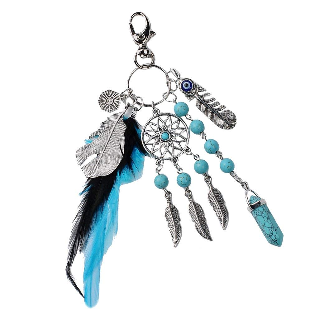 HASTHIPDream Catcher Keyrings Keychain Tassel Feather Turquoise Collection Key Chain for Keyring Automotive Handbags