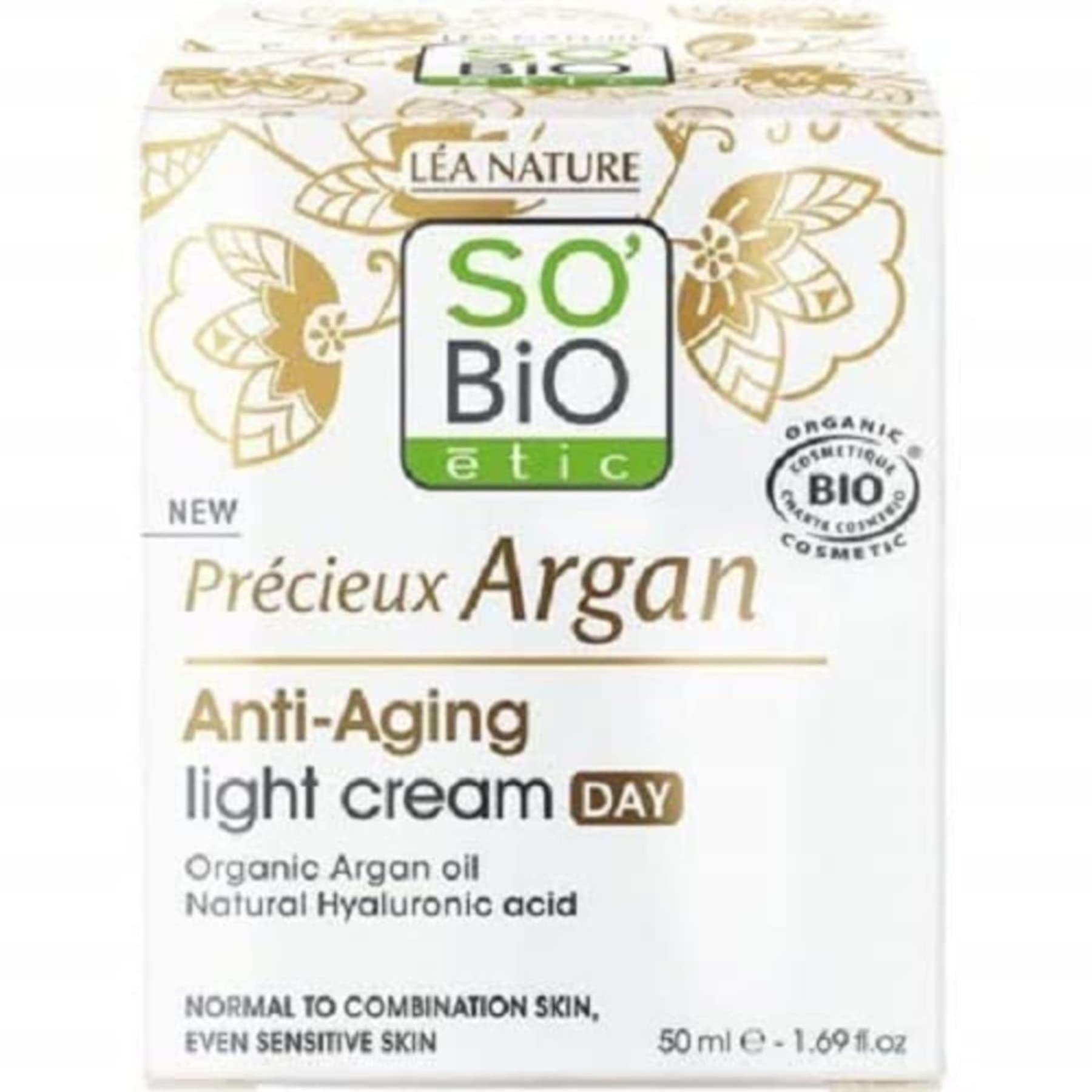 So'Bio ÉticSo Bio Argan Cosmos Organic Anti-Aging Light Day Cream, 50ml | For normal, sensitive & combination skin | Dermatologically tested.