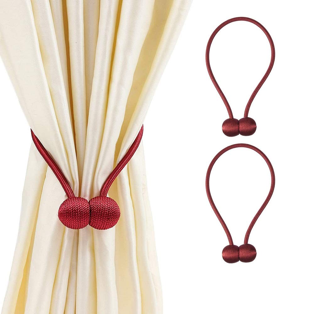 IM FineLife Magnetic Curtain Tiebacks Curtain Straps Strong Magnetic Curtain Holder Buckle hooks for Home Sheer Blackout Drapes Blind Curtains Decorations Accessories سِتَارَة (Red)