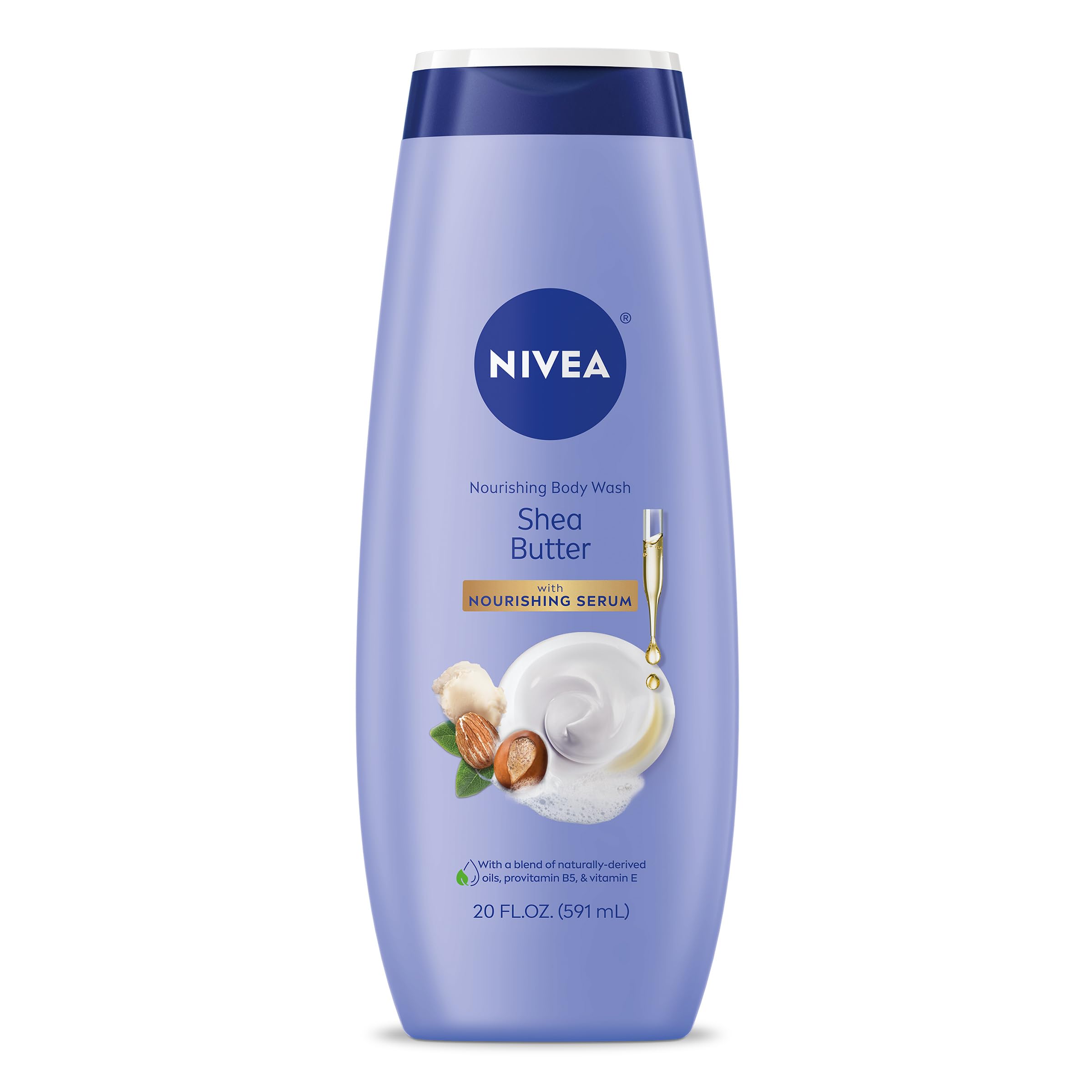 NIVEA Shea Butter Nourishing Body Wash, Moisturizing Body Wash for Dry Skin, 20 Fl Oz Bottle