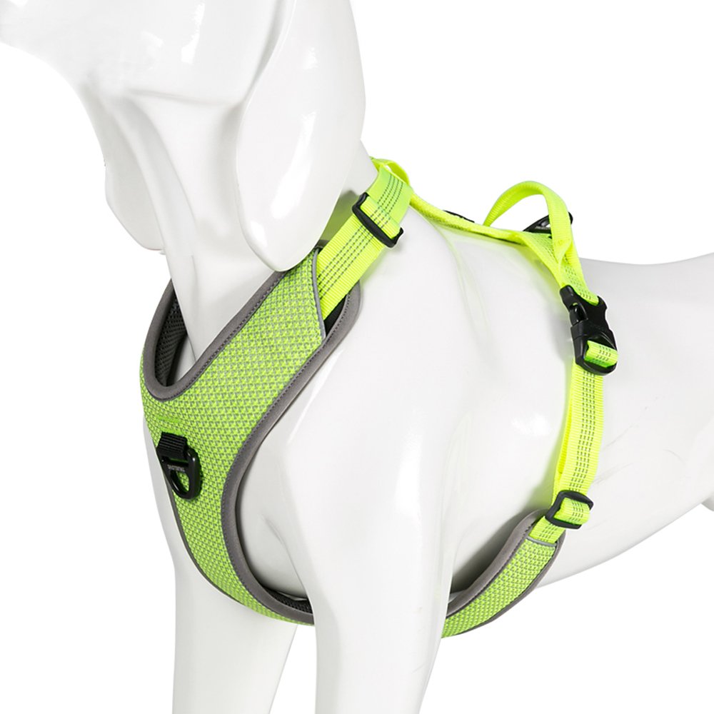 Chai's ChoicePremium Outdoor Explorer No-Pull Dog Harness - 3M Reflective Vest with 2 Leash Clips, Matching Leash and Collar Available (X-Large, Neon Yellow)