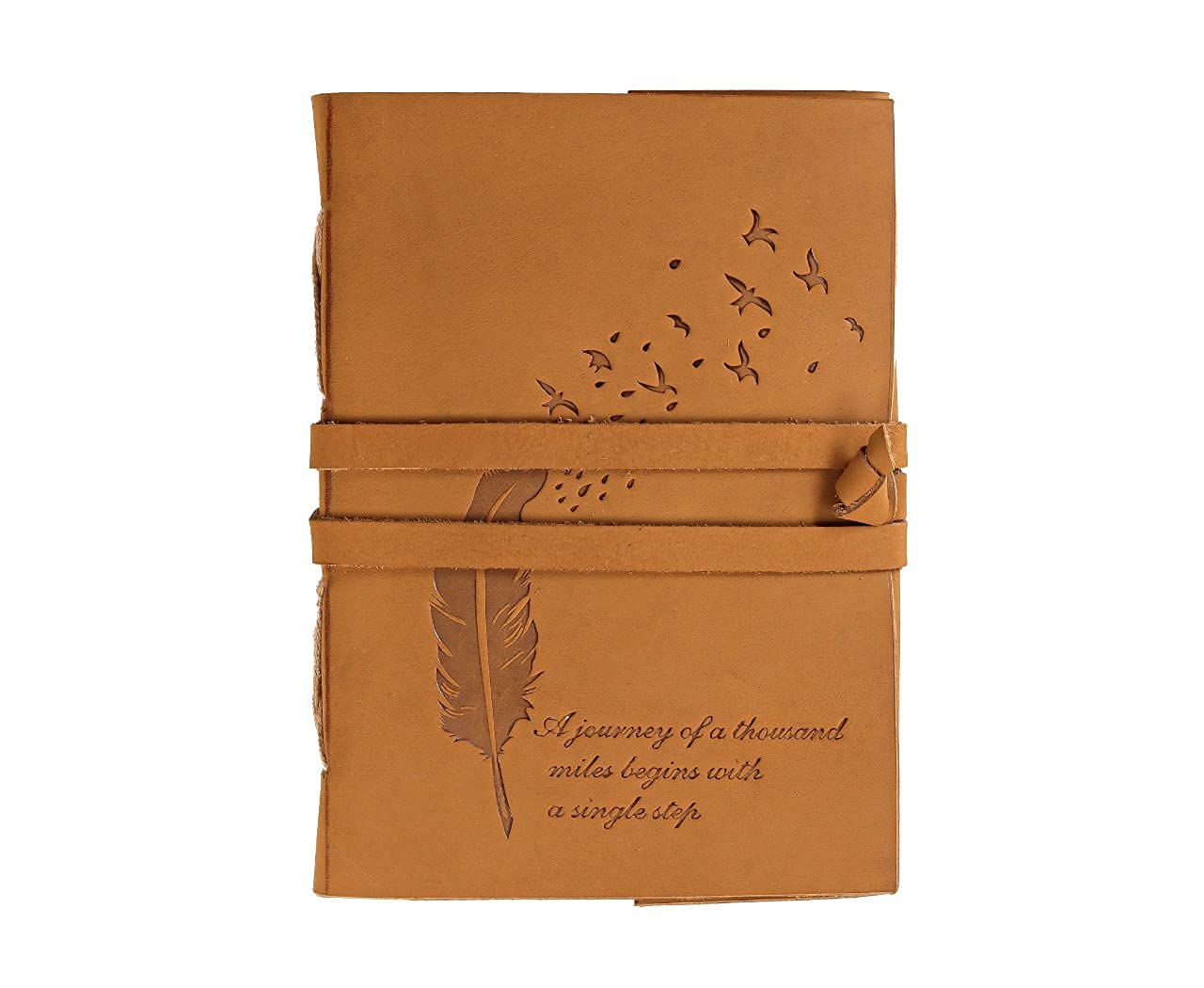 CRAFT CLUB Finished leather bird feather journal with 100% recycled handmade paper