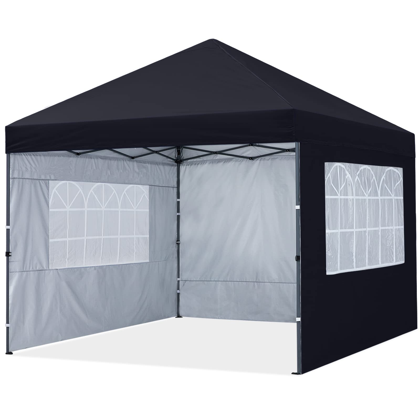 MASTERCANOPYPop Up Canopy Tent 10x10 with Church Window Sidewalls（10x10,Black）