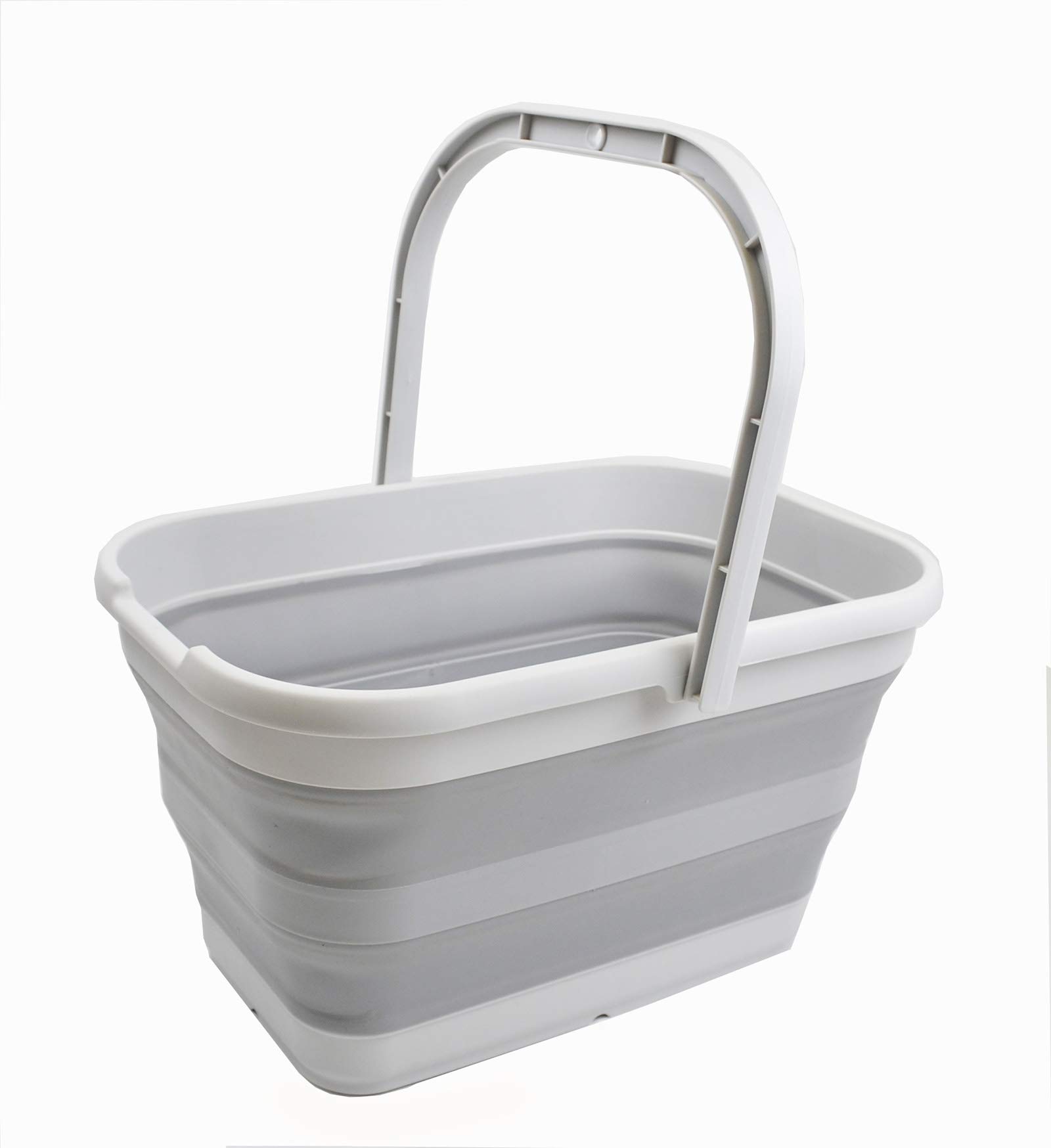 SAMMART 12L (3.17 Gallon) Collapsible Rectangular Handy Basket / Bucket (1, Grey)