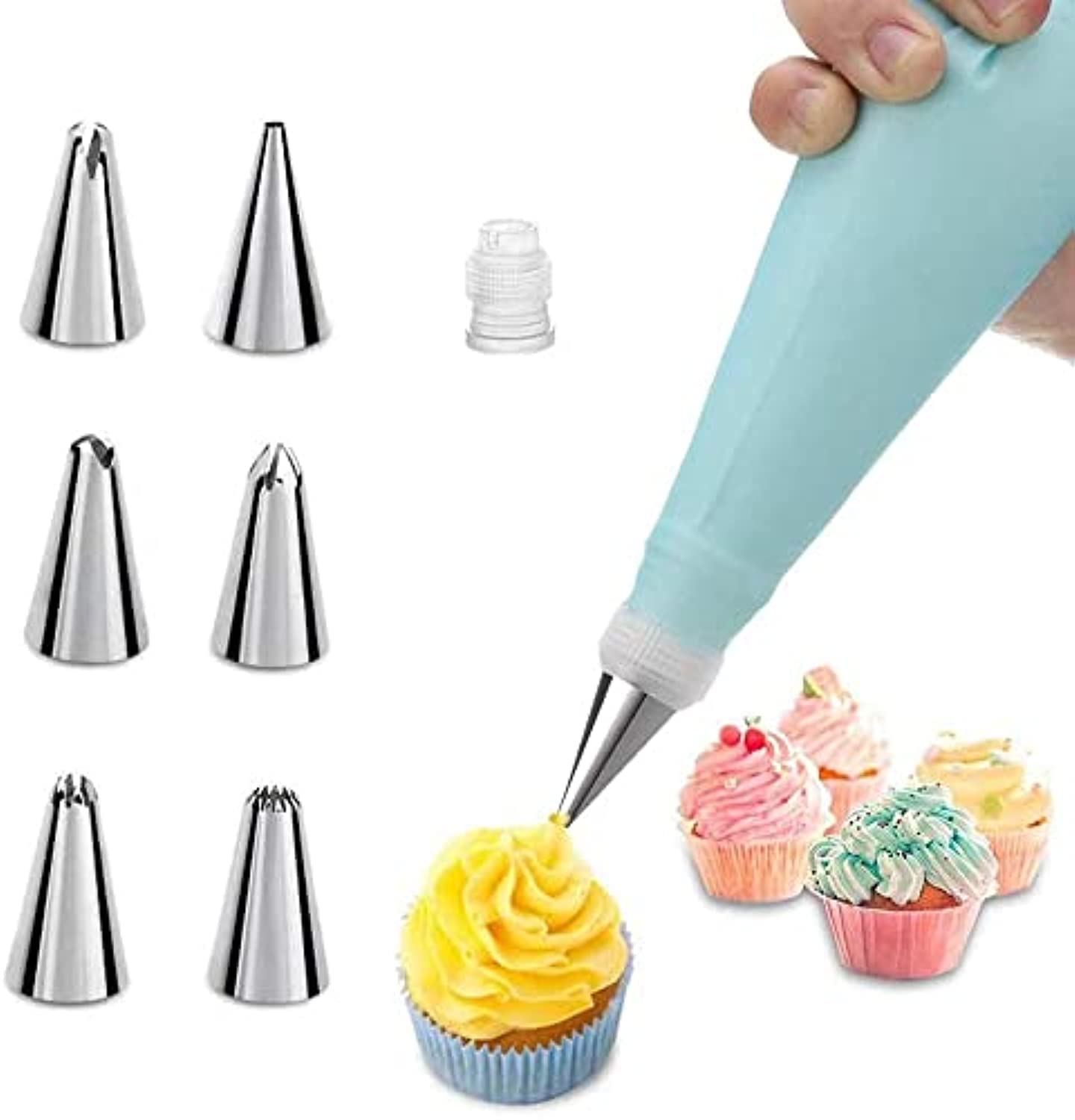 YONGERN Piping Bag and Tips Cake Decorating Supplies Kit Baking Supplies Cupcake Icing Tips with Pastry Bag for Baking Decorating Cake