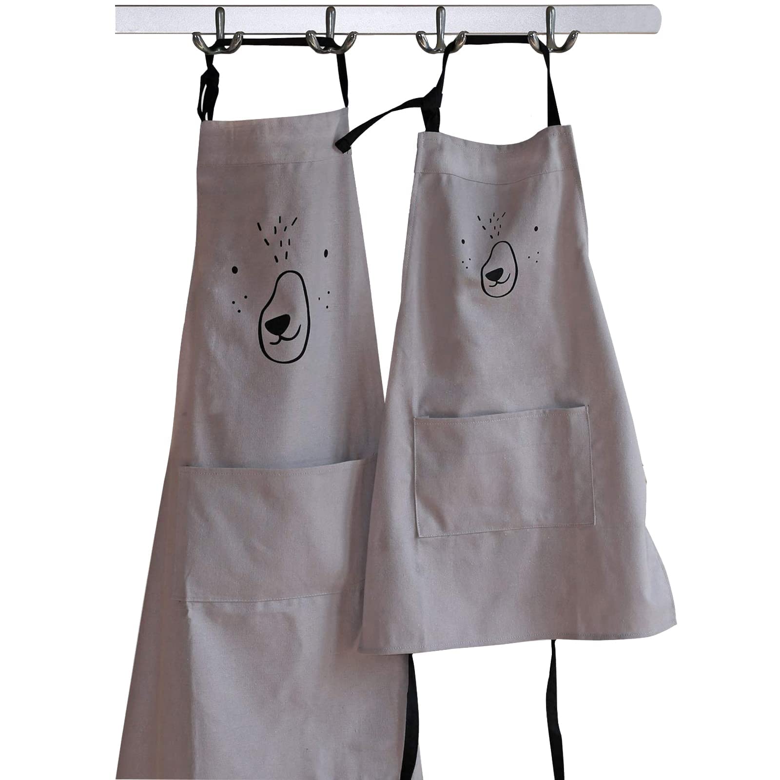 YOLOPARKLovely Parent and Child Apron, Comfortable Simple Apron with Pocket for Painting Cooking Artist Chef, Pack of 2