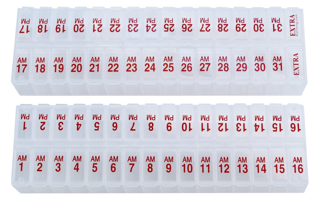 Twice-a-Day Monthly Large Pill Organizer Set - AM/PM Medication Organizer Box Set Contains 2 Organizers. *New Stay-Tight LIDS. BPA Free