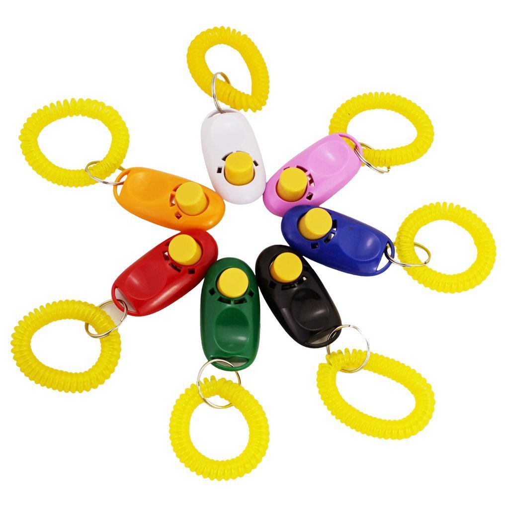 Bestland7 Colour Button Dog Clicker with Wrist Strap for Clicker Training