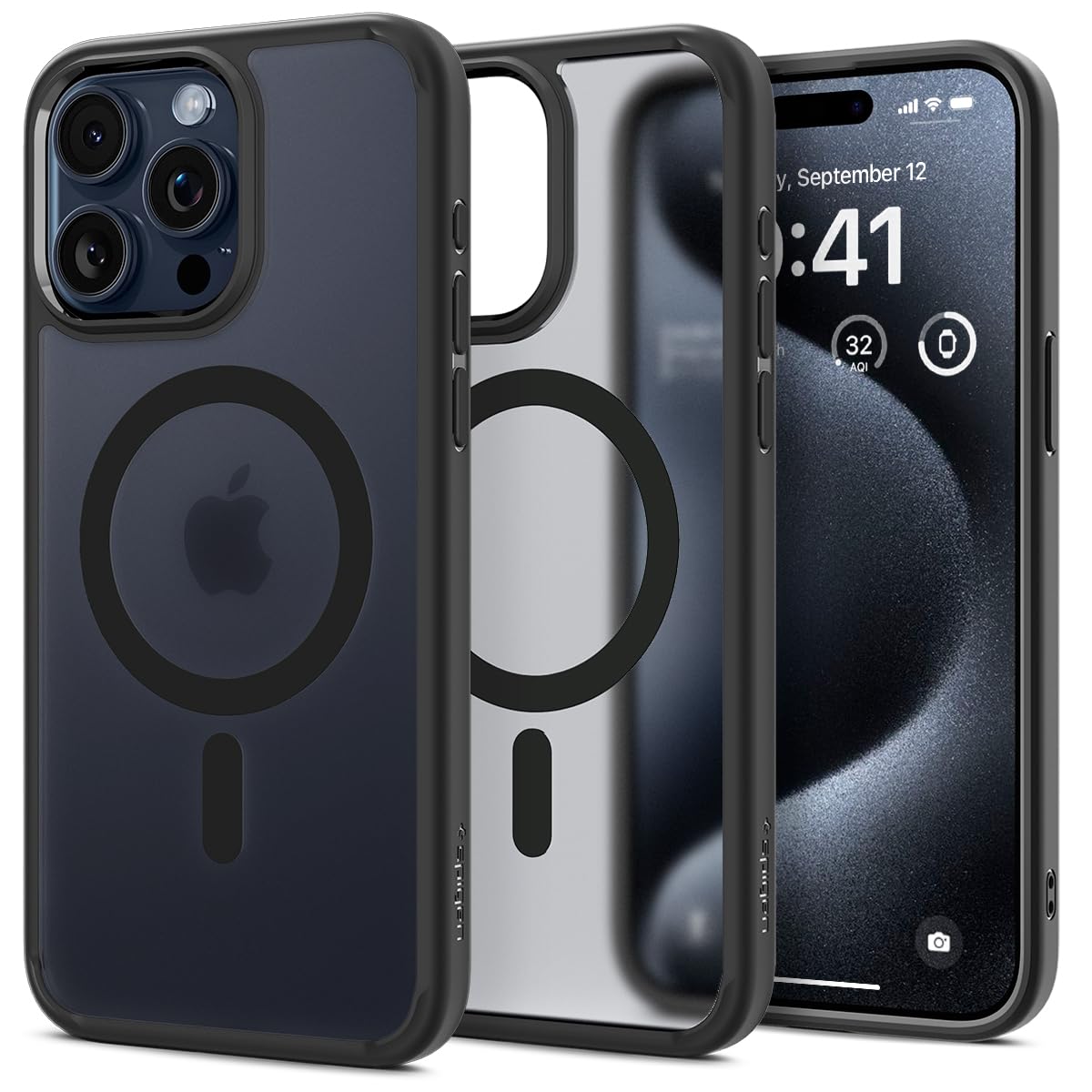 Spigen Ultra Hybrid MagFit designed for iPhone 15 Pro Max case cover compatible with MagSafe - Frost Black