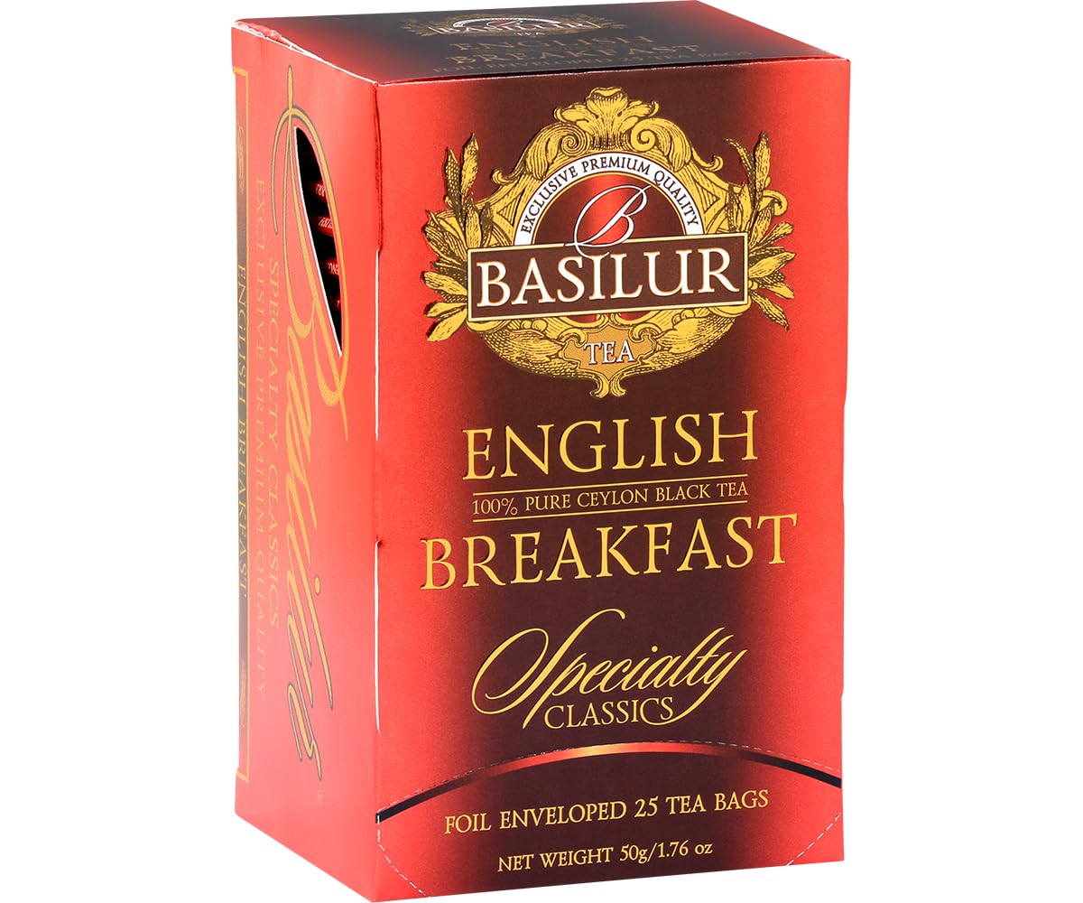 Basilur Specialty Classics - English Breakfast - Premium Black Tea | 25 Foil Enveloped Tea Bags