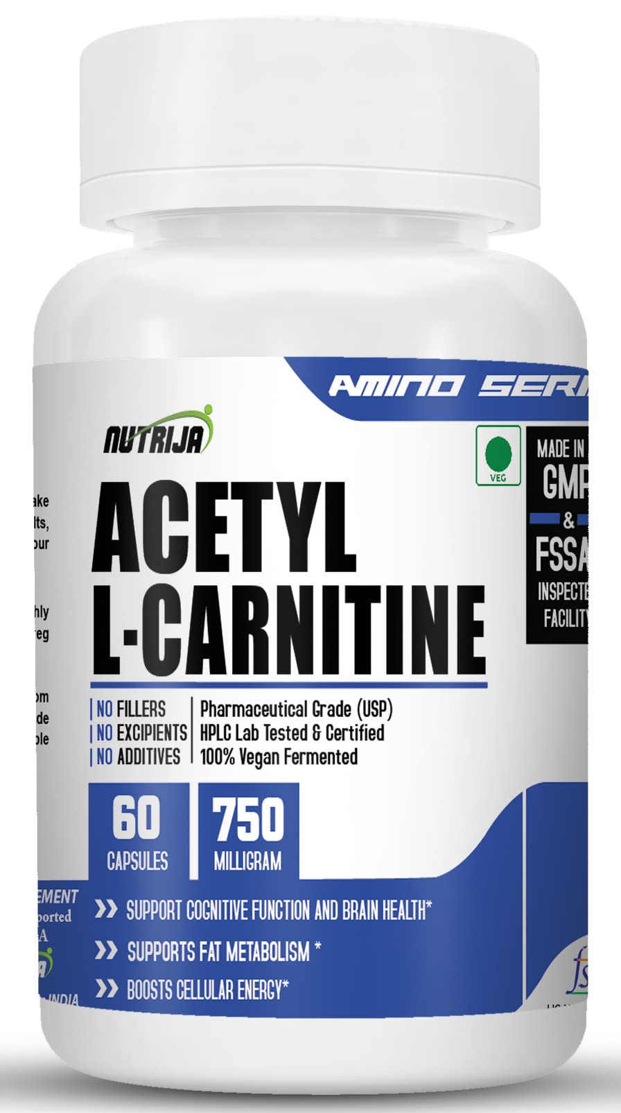 NutriJa Acetyl L-Carnitine 750mg - 60 Capsules