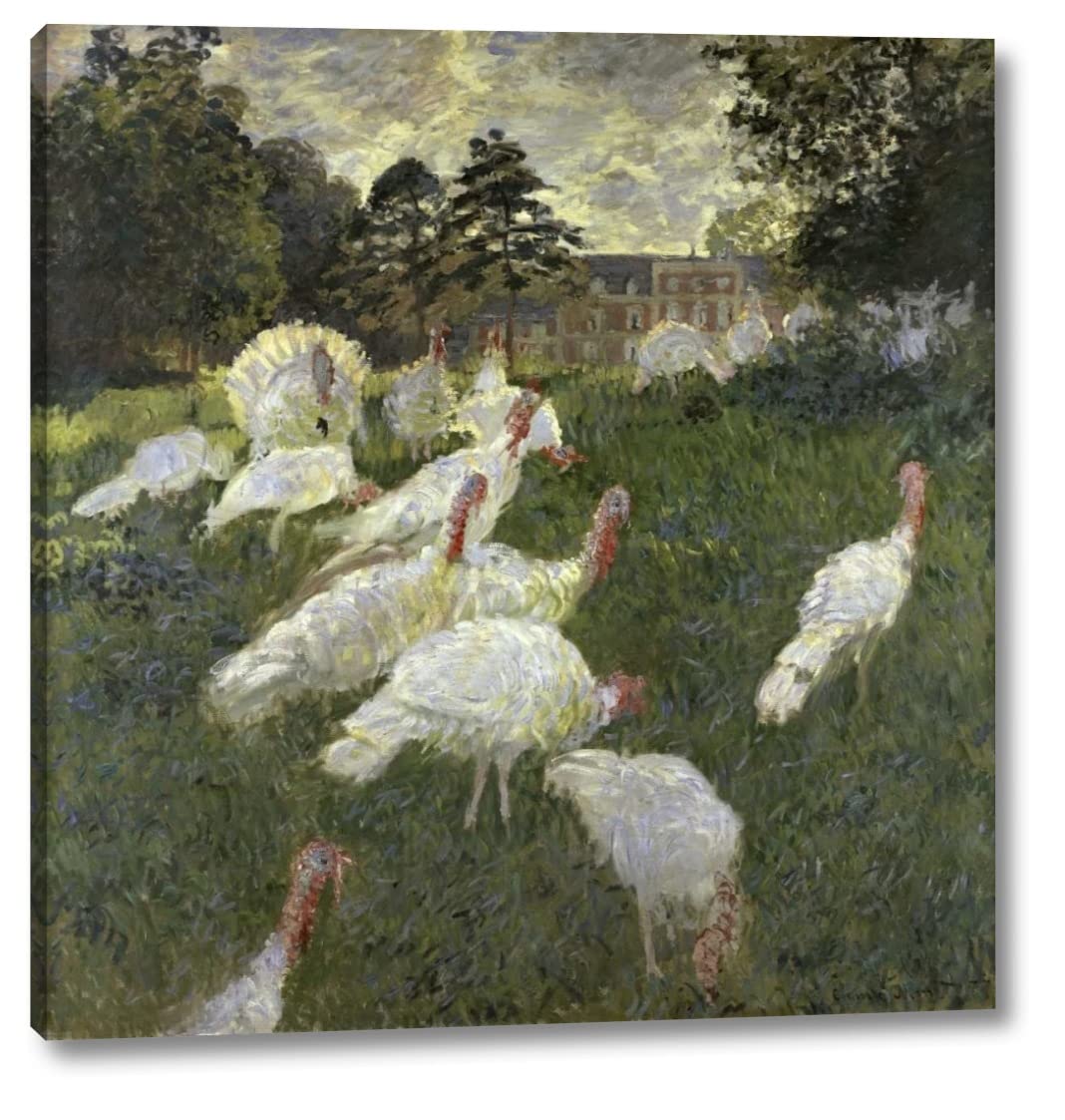 The Turkeys at the Chateau de Rottembourg, Montgeron by Claude Monet - 16" x 16" Canvas Art Print Gallery Wrapped - Ready to Hang