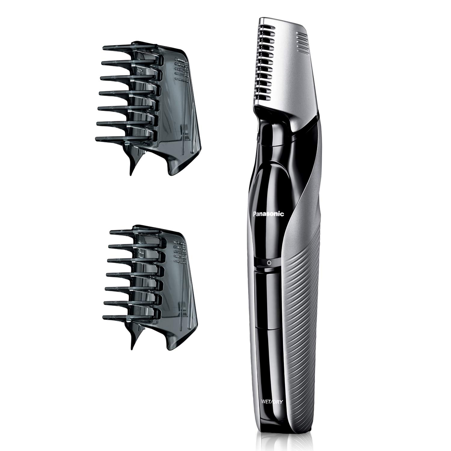 PanasonicBody Hair Trimmer for Men, Cordless Waterproof Design, V-Shaped Trimmer Head with 3 Comb Attachments for Gentle, Full Body Grooming, ER-GK60-S (Silver)