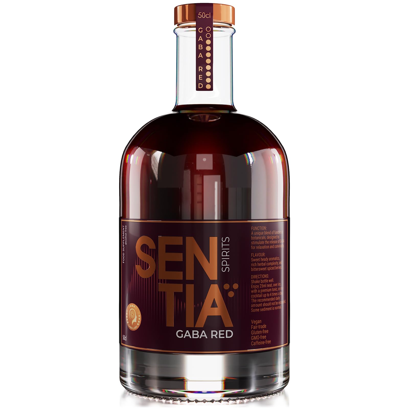 Sentia Spirits Gaba Red, Botanical Alcohol Free Drinks, Vegan, Gluten Free and GM Free, 50cl - Sentia Drink Perfect for Mocktails