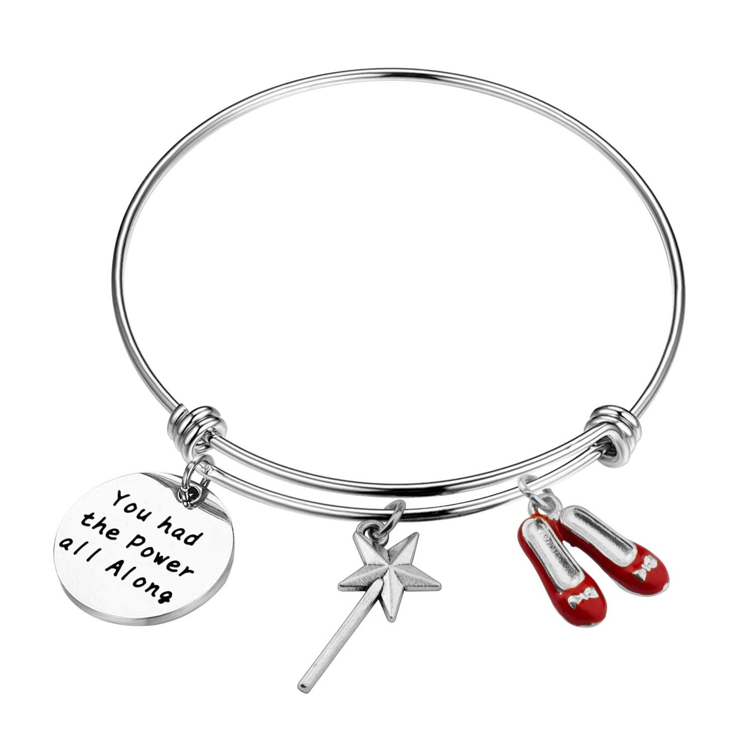 PLITI Wizard of Oz Charm Bracelet You Had The Power All Along Dorothy's Ruby Red Slippers Daughter Birthday Bracelet