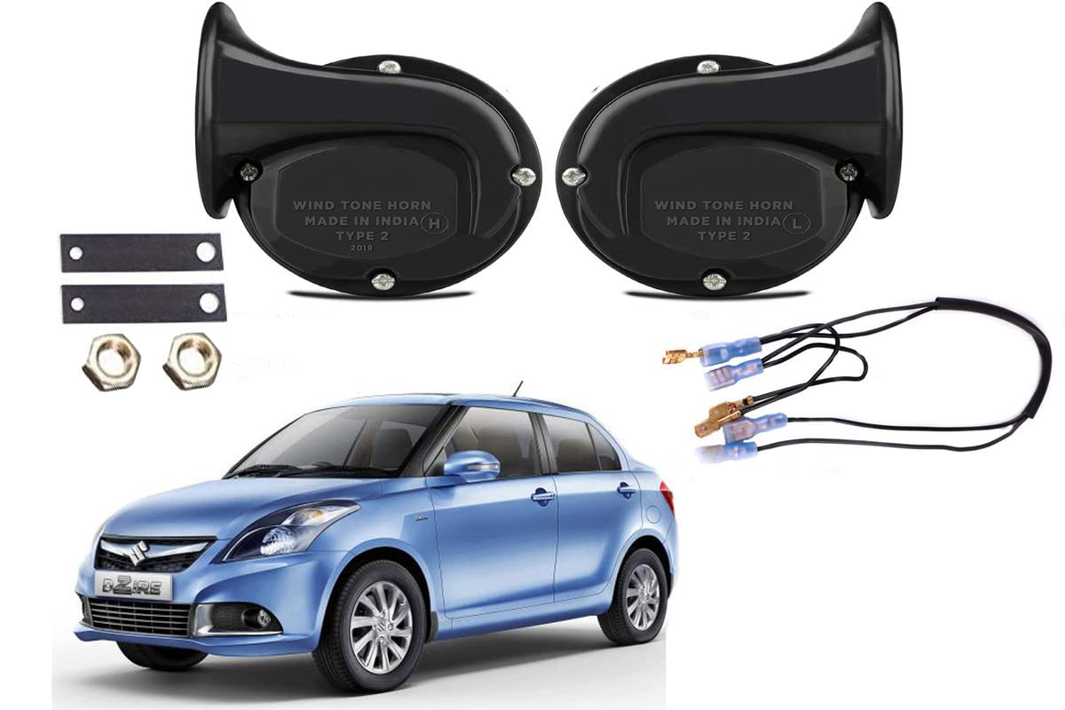 SHOP4U Snail Shape Car windtone Horn Maruti Suzuki Old Swift Dzire (Pack of 2 Horn and wire)