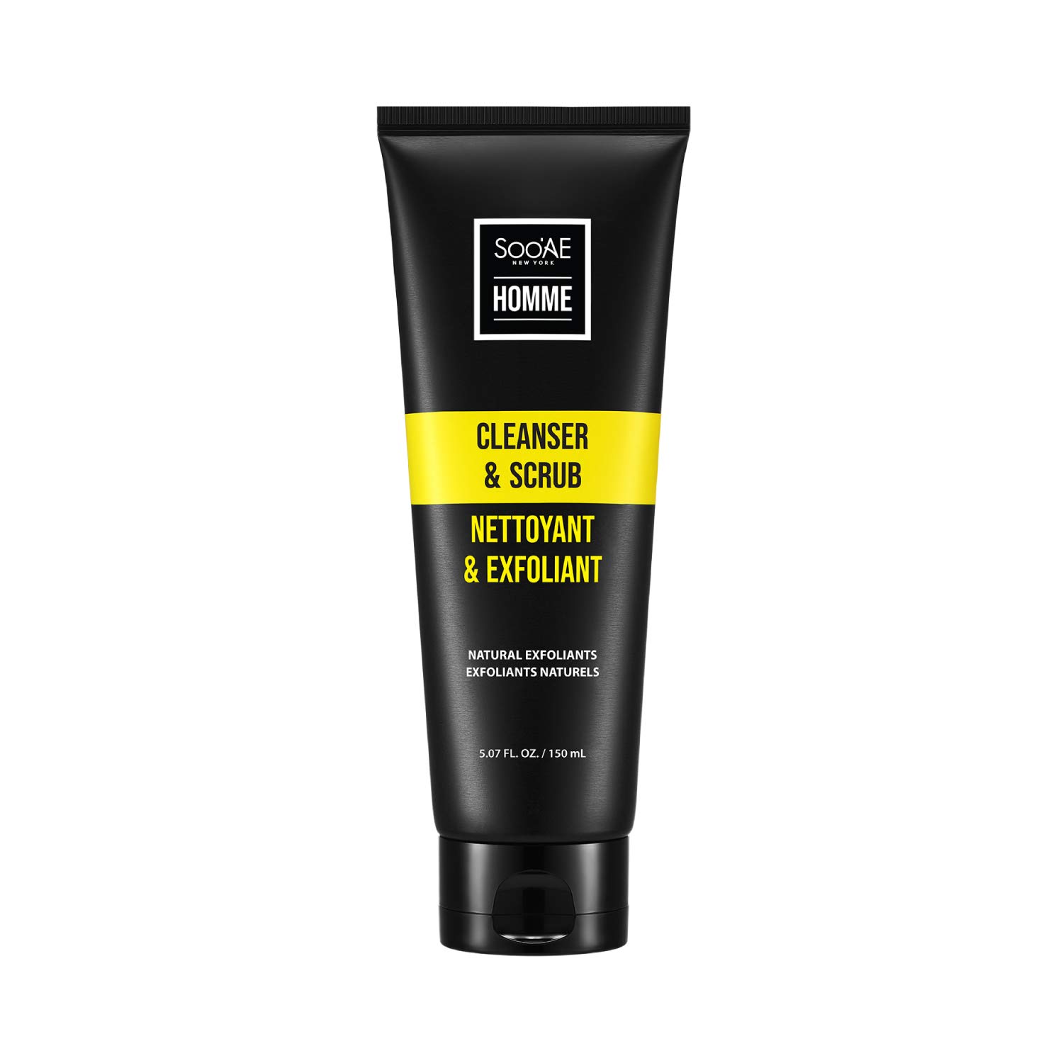 Soo'ae New York. Mens Face Cleanser Exfoliator Scrub. Minimizes Oil & Unclogs Pores. Made in Korea 150ml, White