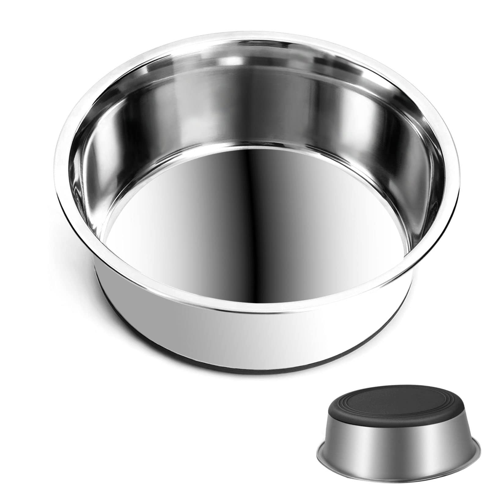 SUOXU Thick Stainless Steel Dog Bowls, Large Dog Bowl With Non-slip silicone Bases, 2500ml Large Dog Feeder Bowls And Water Bowls(XL-25.5cm)