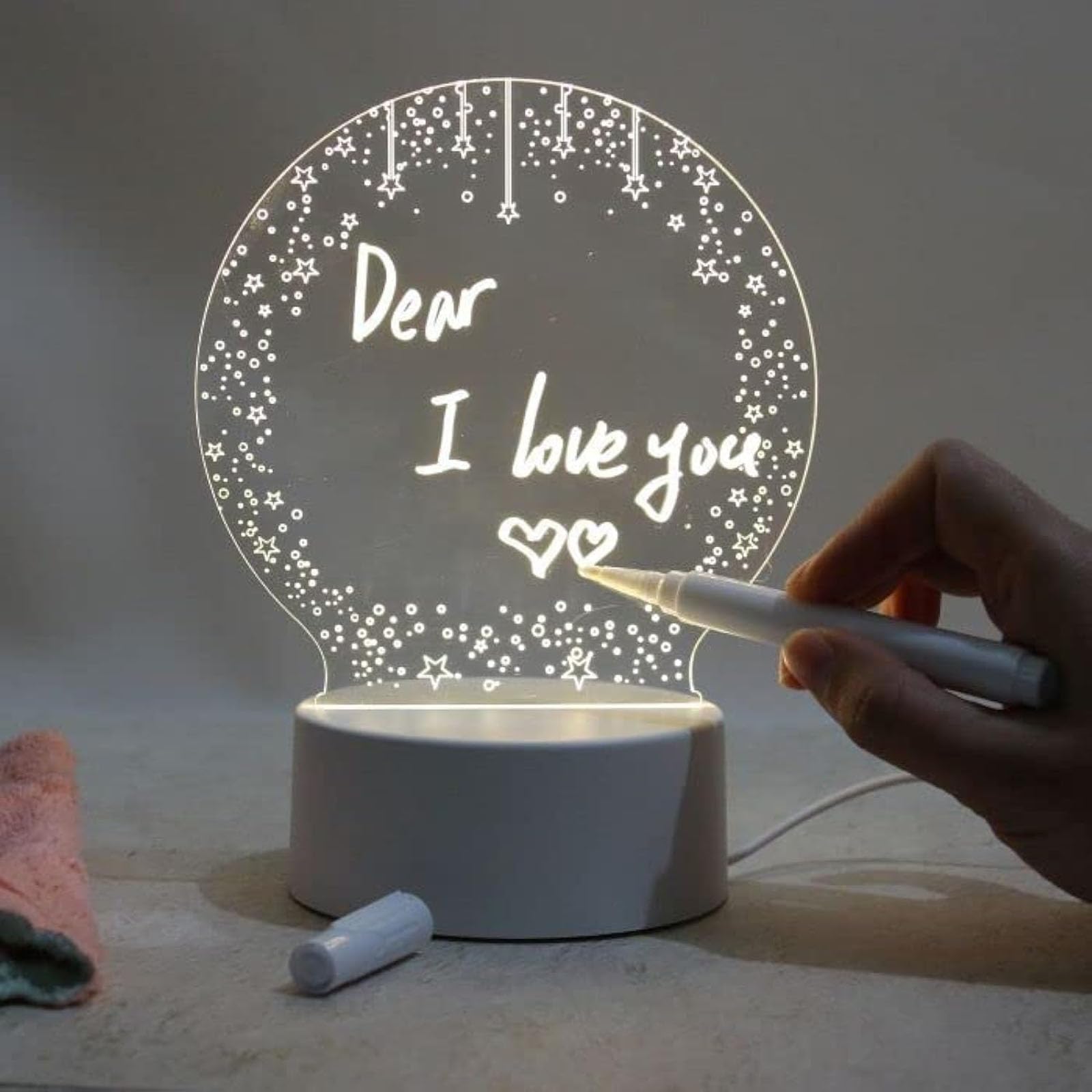 ALMEKAQUZ Valentine's Day Gift for Loved Ones | 3D Creative Visualization Night Light Lamp | USB Powered Home Decor Lamp with Erasable Pen & Remote Control | Personalized Good Gift for Kids and Adults