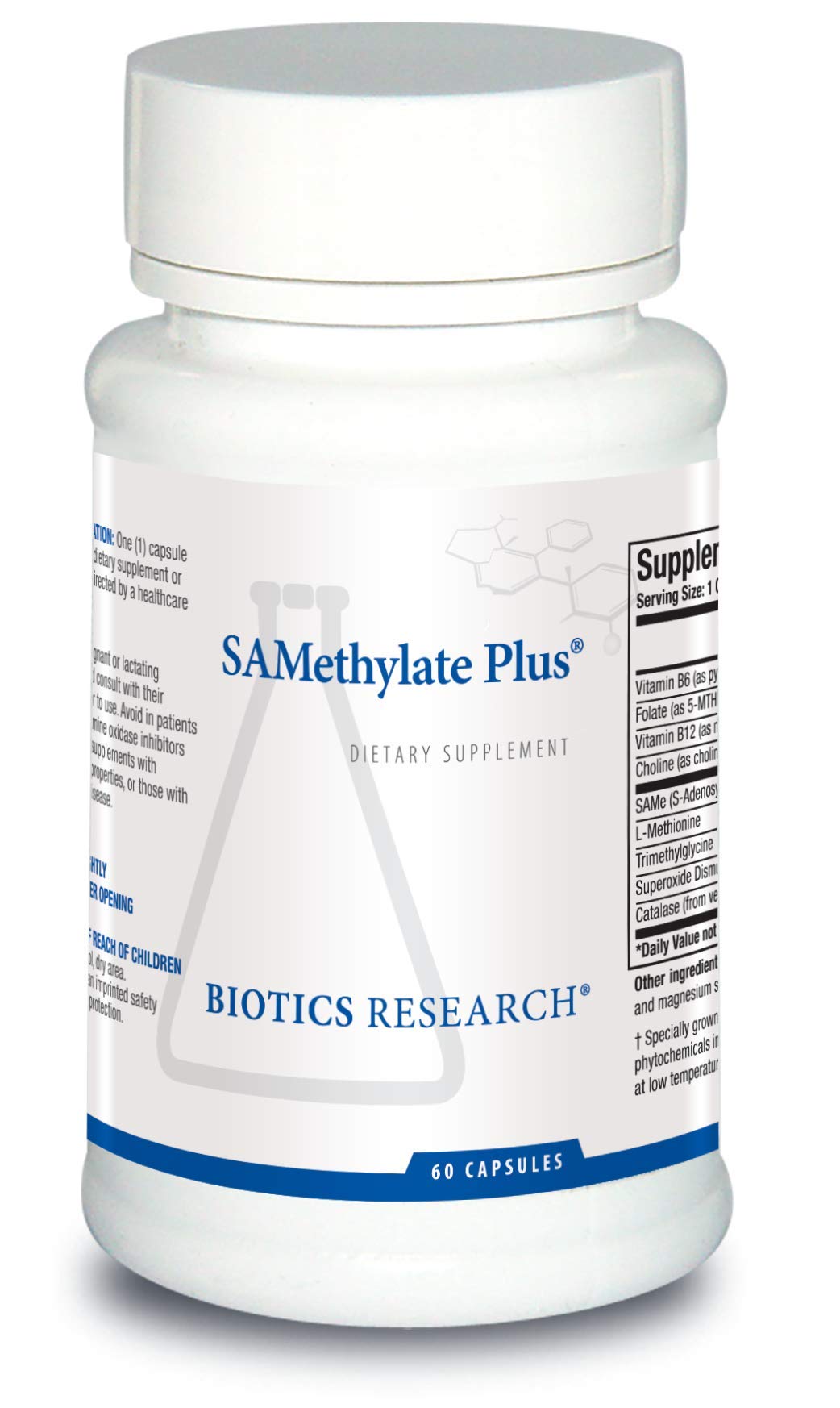 BIOTICSResearch SAMethylate Plus Same, Anti Aging, Mood and Sleep Support, Brain Health, Antioxidant, Folate as 5MTHF Methylcobalamin, VitB6, L Methionine, Choline Bitartrate,Trimethylglycine 60Caps