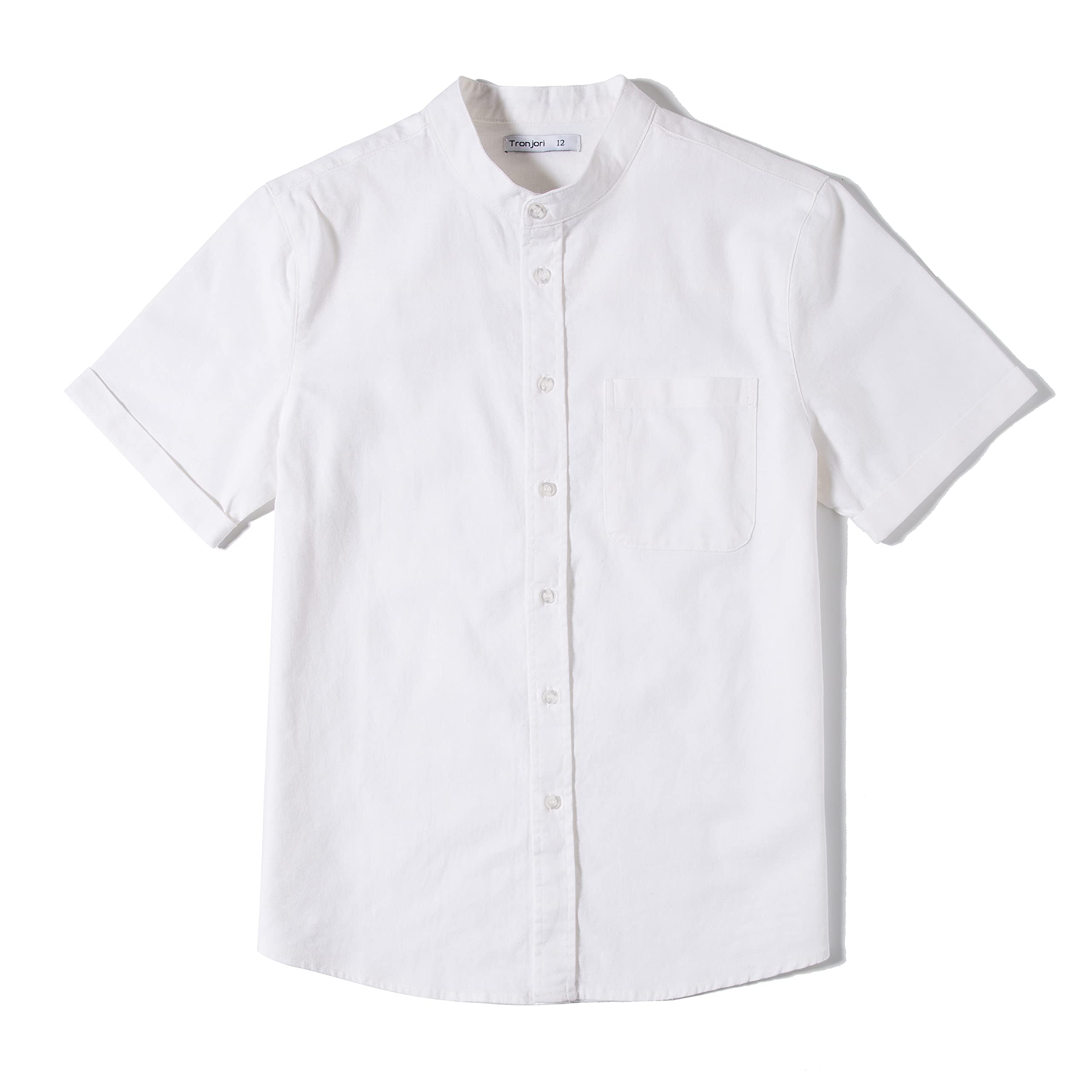 TronjoriBoys Linen Cotton Henley Button Down Short Sleeve Casual Shirt