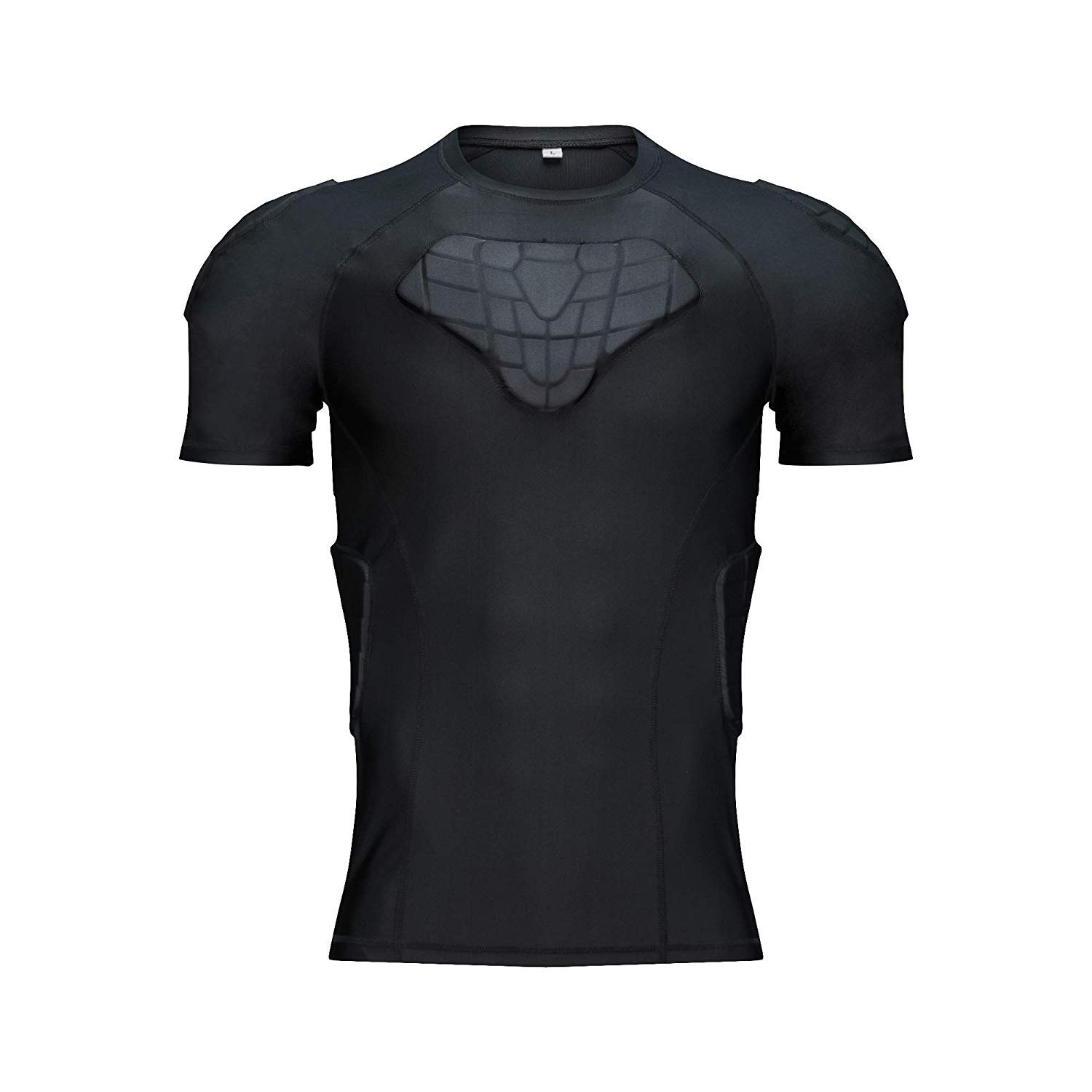 DGYAORugby Padded Shirt, Mens Football Compression Padded t Shirt For Rib Protector, Chest Protector, Goalkeeper Armour (XXL)