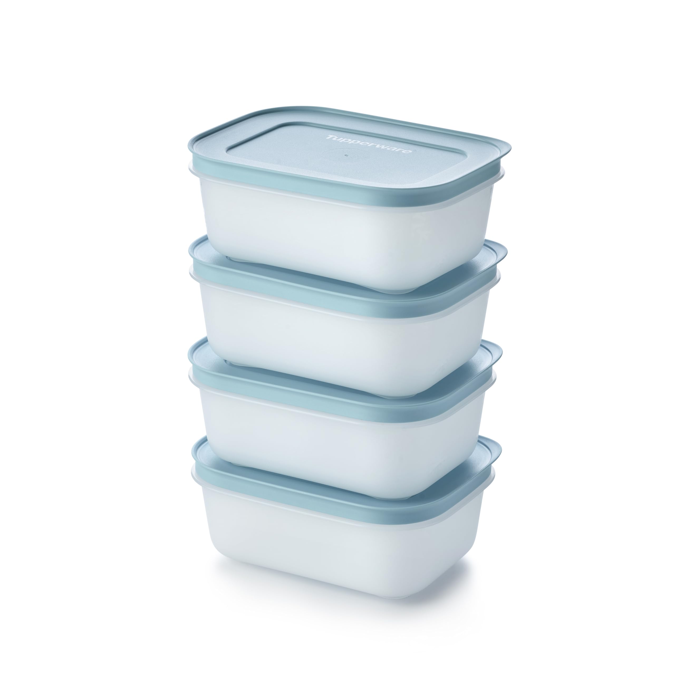 Tupperware Essentials Freezer Mates Shallow 4 Piece Container Set - 450ml - Food Storage - Easy to Stack & Organise - Durable & Reusable - Airtight Lid - Great for Leftovers & Reduce Waste