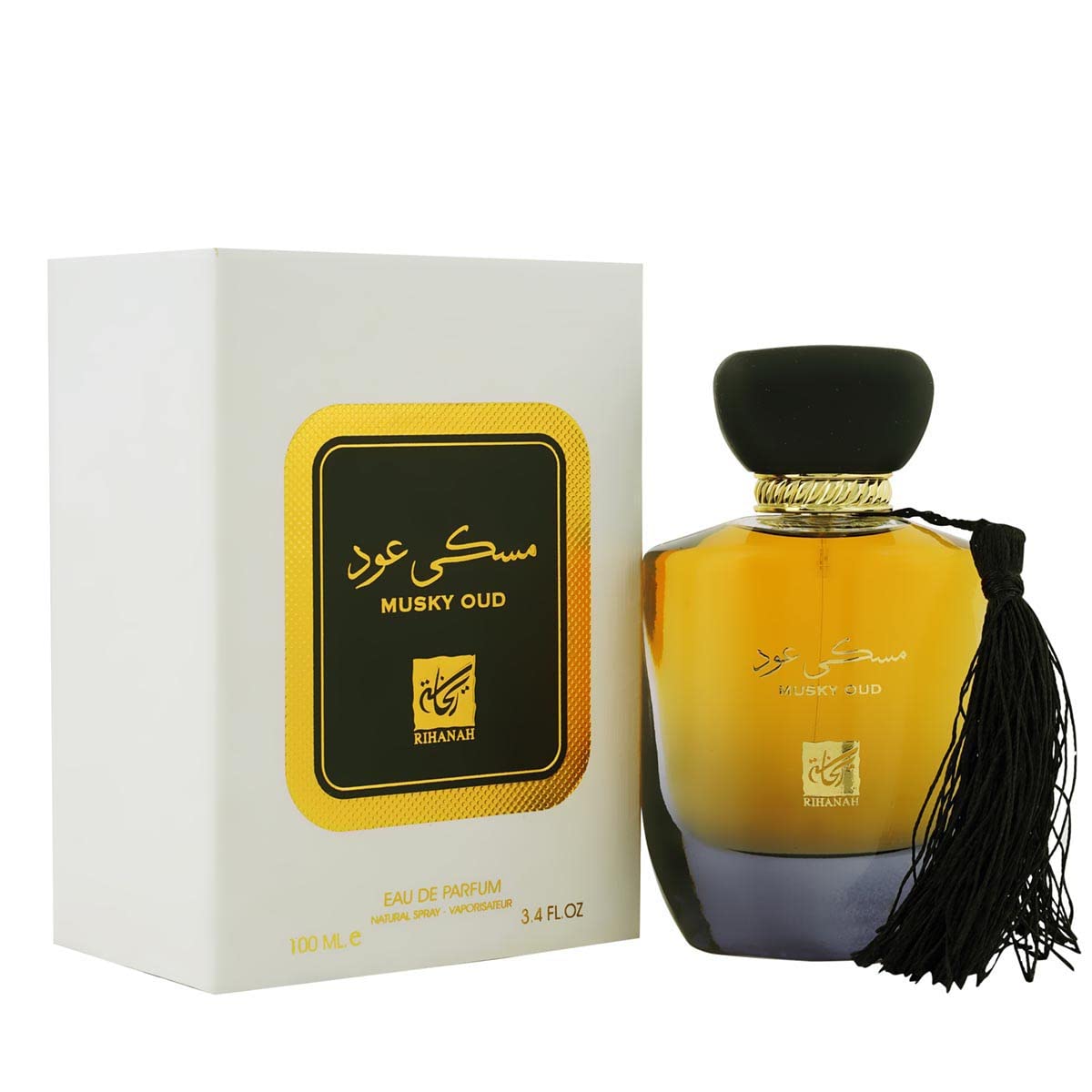 Rihanah Musky Oud Premium Imported Scent, Fruity, Spicy & Woody, Soothing Fragrance, Long Lasting Perfume Spray For Men, 100ml