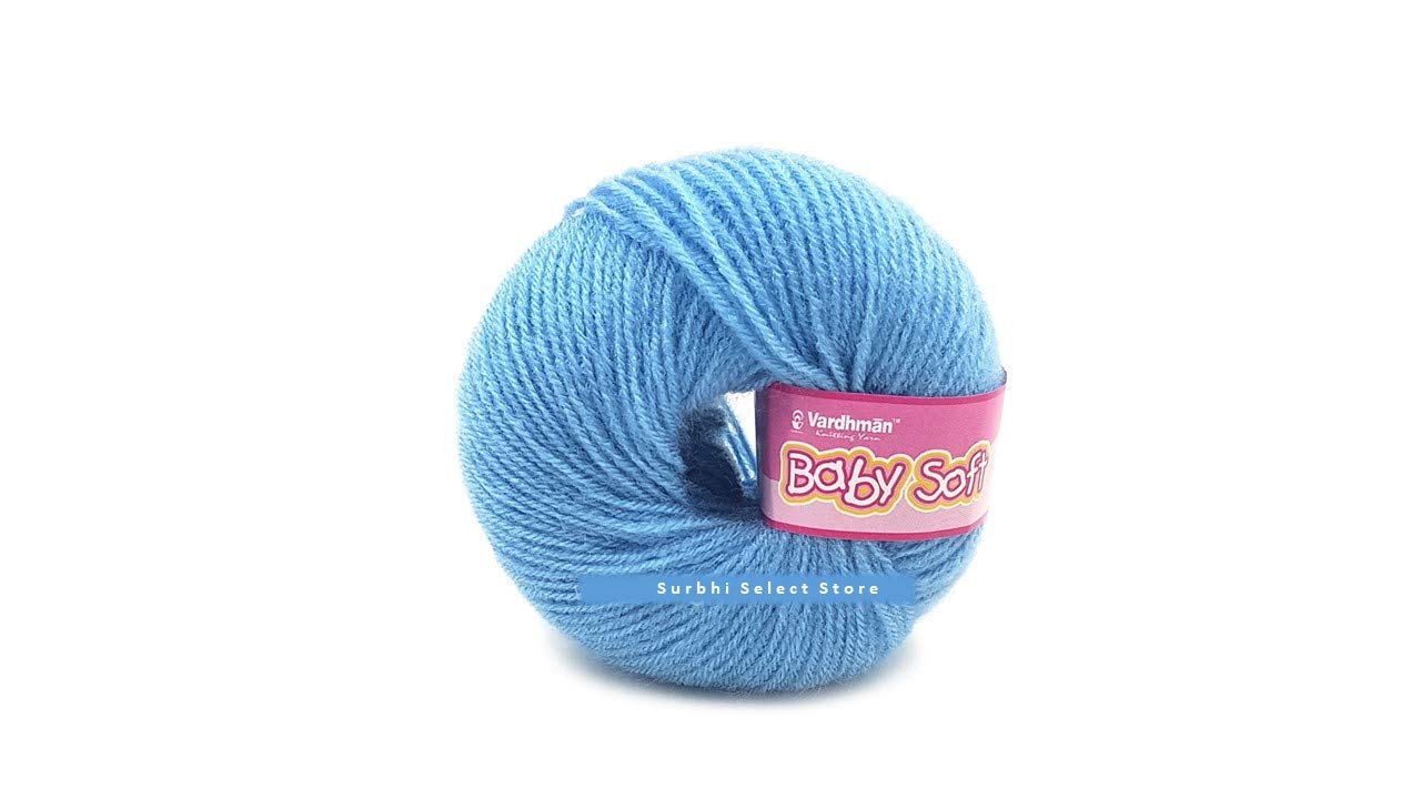 Vardhman 4ply Acrylic Knitting Wool/Yarn Blue Shade No - 077 (Pack of 6) Baby Soft Wool Hand Knitting Balls for Art Craft, Sweater, Socks, Gloves, Caps, Super Soft Needle Knitting Yarn Thread;