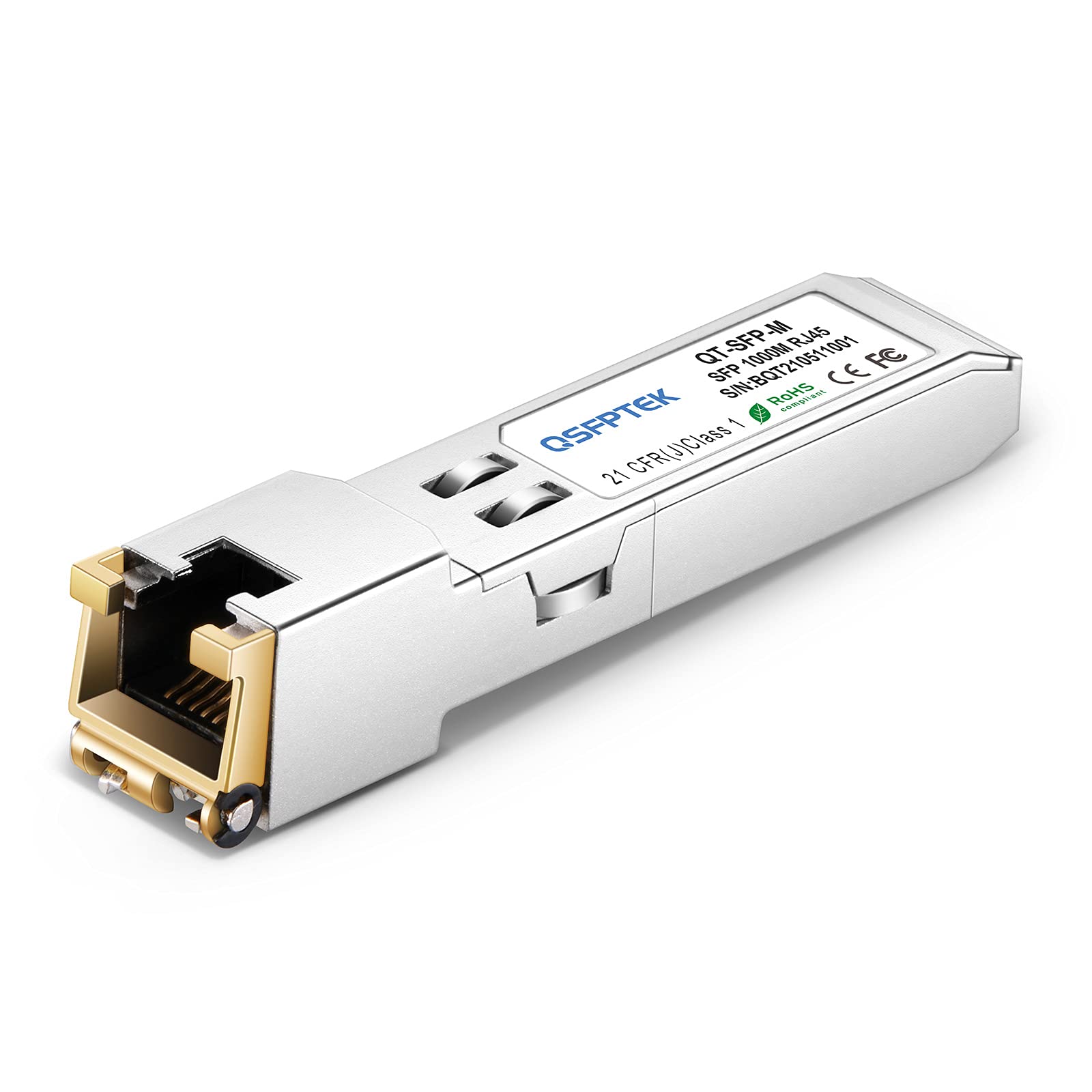 QSFPTEK 1000BASE-T SFP to RJ45 Copper Module, 1.25Gigabit Network Transceiver Mini gbic for Cisco GLC-T/GLC-TE/SFP-GE-T, Ubiquiti UF-RJ45-1G, Netgear, other Open Switches, Reach 100m