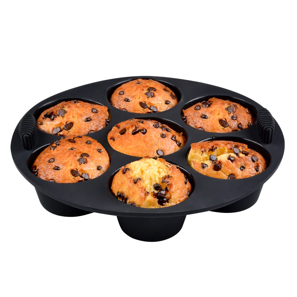 Silicone Muffin Pan for Air Fryer,Oven,Instant Pot 8.4inch Reusable BPA Free Silicone Baking Molds 1-Pack