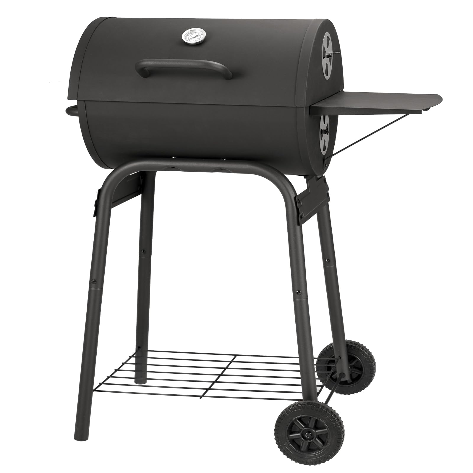 Barrel Charcoal Grill, Large Charcoal Grills with Side Shelf, Outdoor BBQ Grill,Perfect for Backyard Camping, Patio Parties, and Picnics