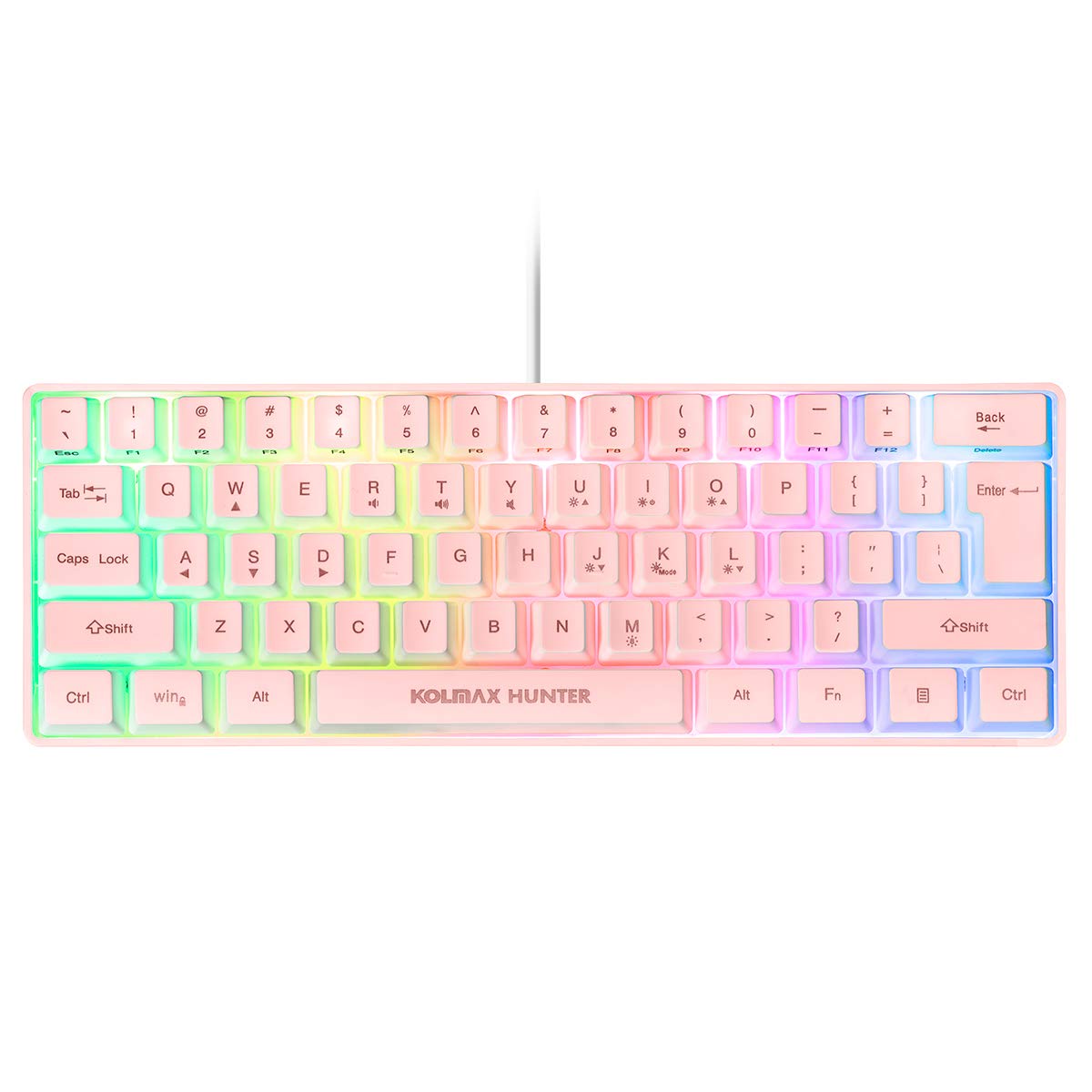 60% RGB Gaming Keyboard,61 Keys RGB Backlit Wired Gaming keyboard/Office Mini Keyboard for PC/Mac/Linux/Laptop(Pink)