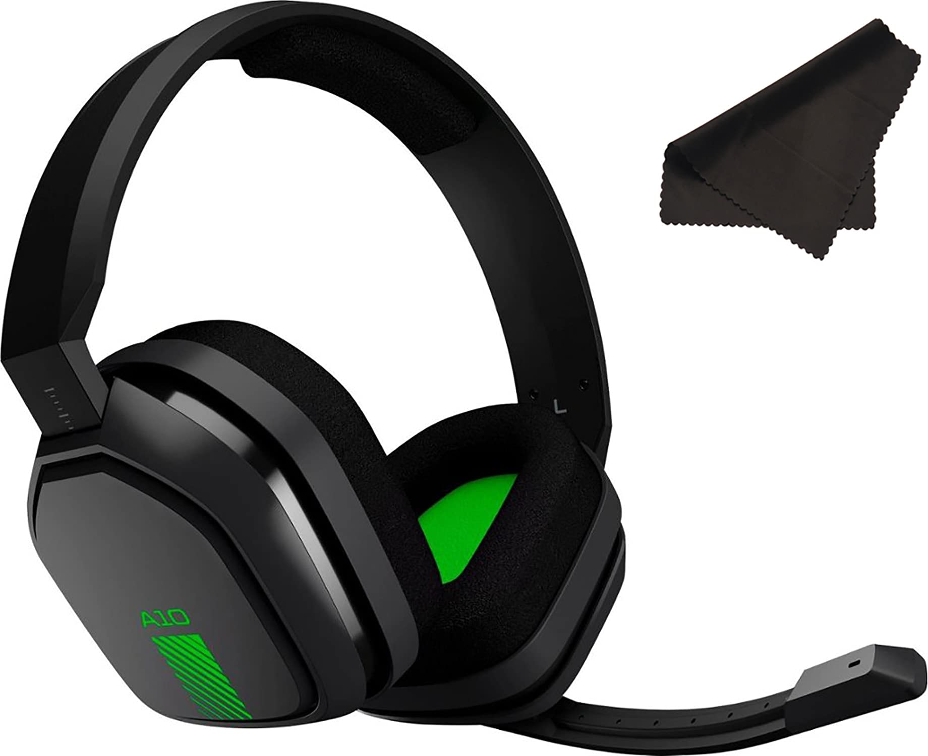 ASTRO GamingA10 Headset for Xbox One/Nintendo Switch / PS4 / PC and Mac - Wired 3.5mm and Boom Mic by Logitech w/Microfiber Cloth - Bulk Packaging - (Green/Black)