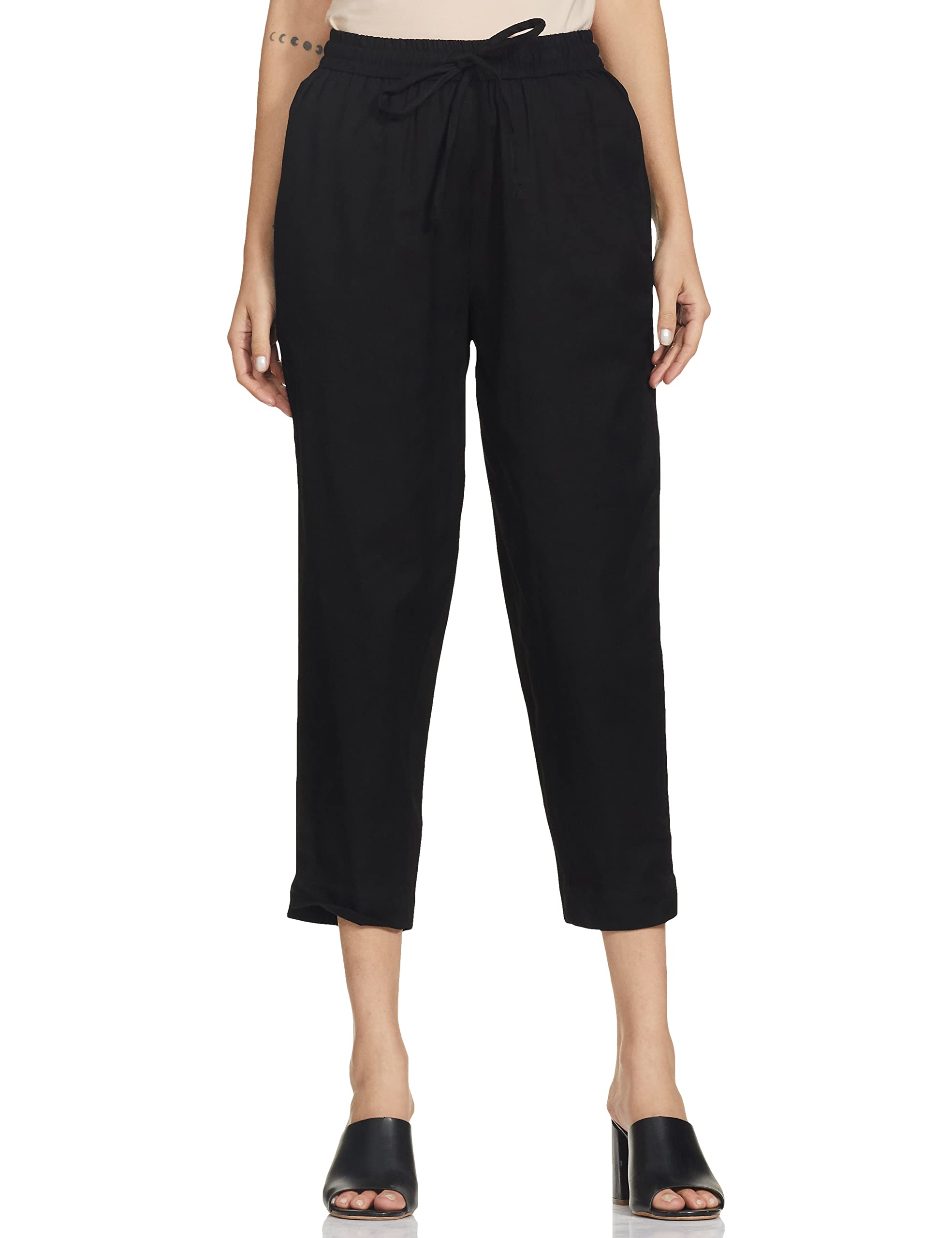 Max Women Solid Cropped Straight Pants