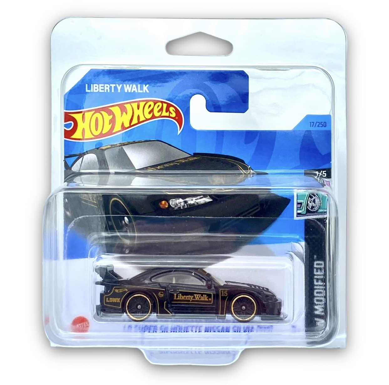 Hot Wheels LB Super Silhouette Nissan Silvia (S15) (Black) 1/5 HW Modified 2023 - 17/250 (Short Card) - COMES IN A KLAS CAR KEEPER PROTECTIVE COLLECTORS CASE - HKH85, (HW0304)