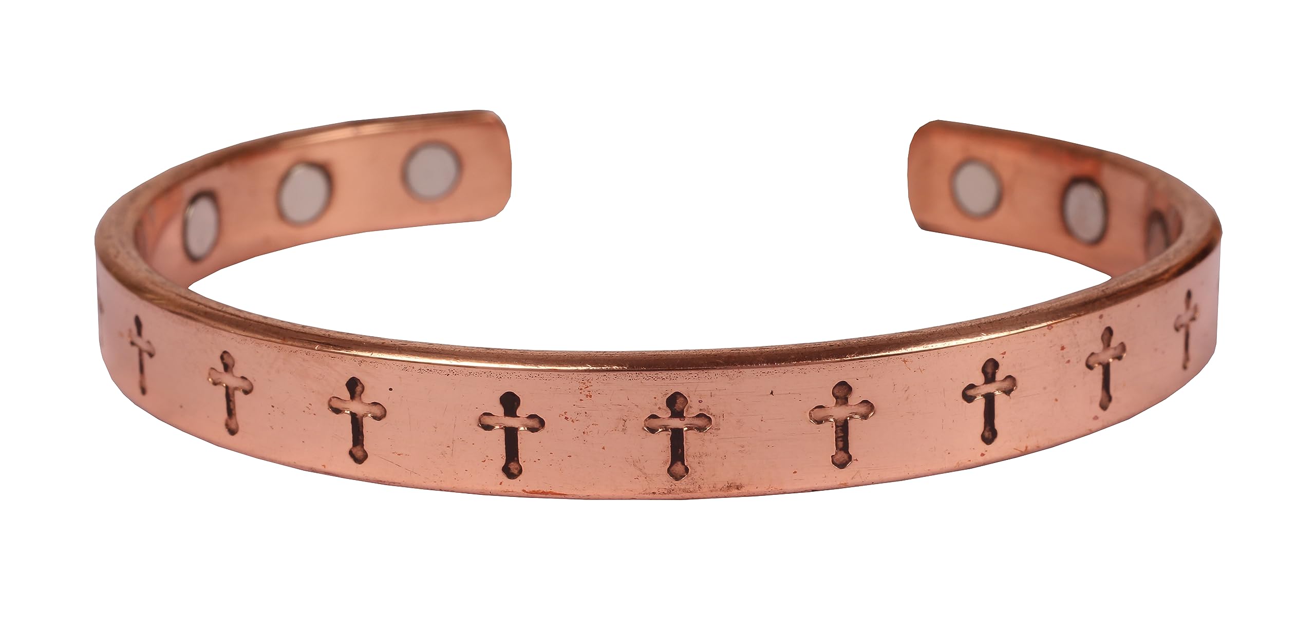 Touchstone - Catholic Cross Jesus Crucifixion Sacrificial - Copper magnetic bracelet Tibetan style. Hand forged with solid and high gauge pure copper.