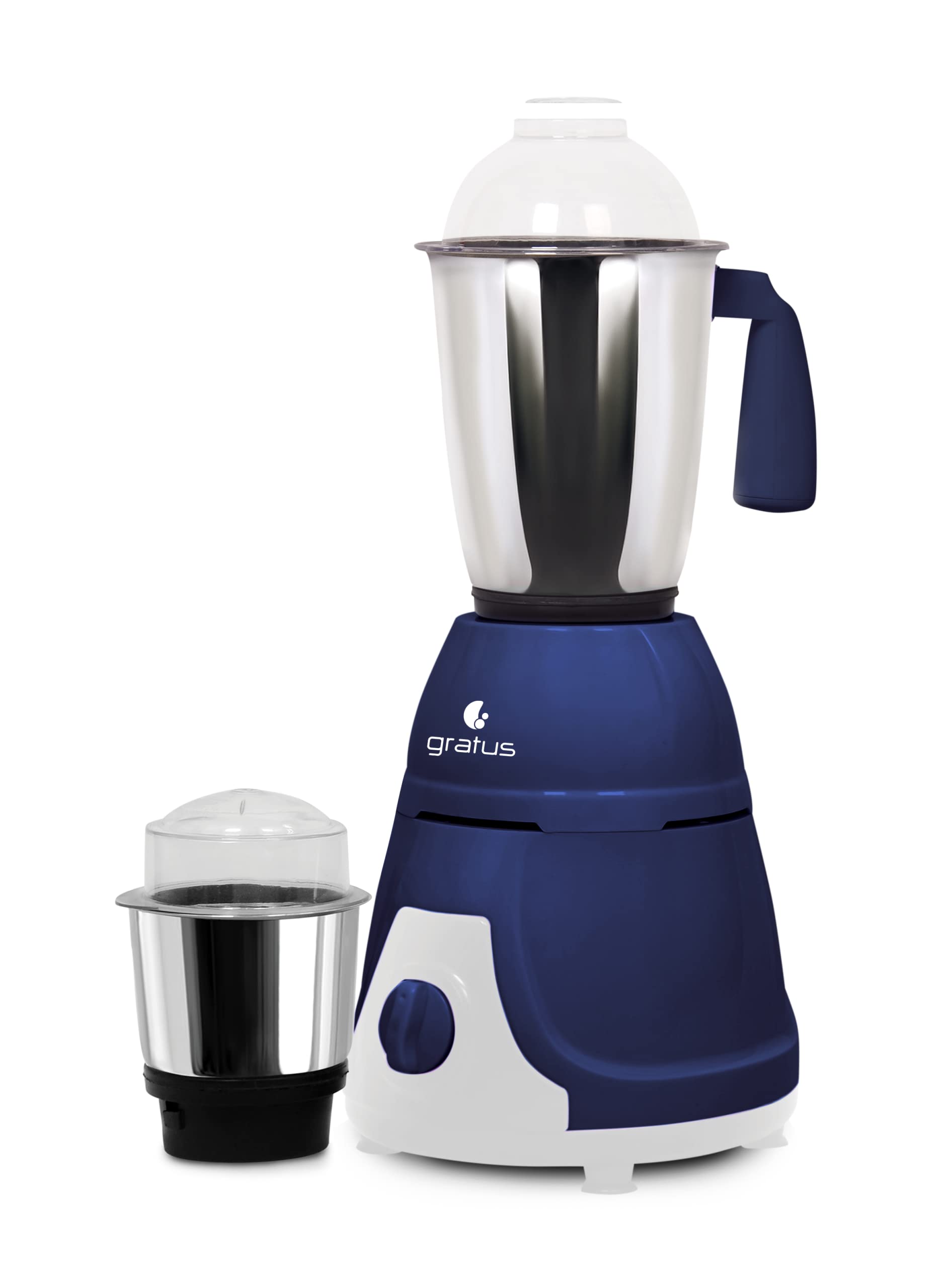 GRATUS600Watts 6002TI Mixer Grinder with 2 Strong Steel Jars, Powerful Copper Motor, Overload Protection, PC unbreakable Lids, 2 years warranty, Made in India (600 Watts - 2 Jar)