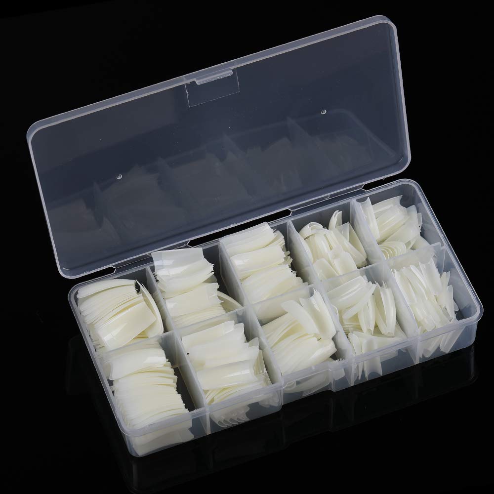 (Natural) - Yimart 500pcs Natural French Acrylic Style Artificial False Nails Tips With Box (Natural)